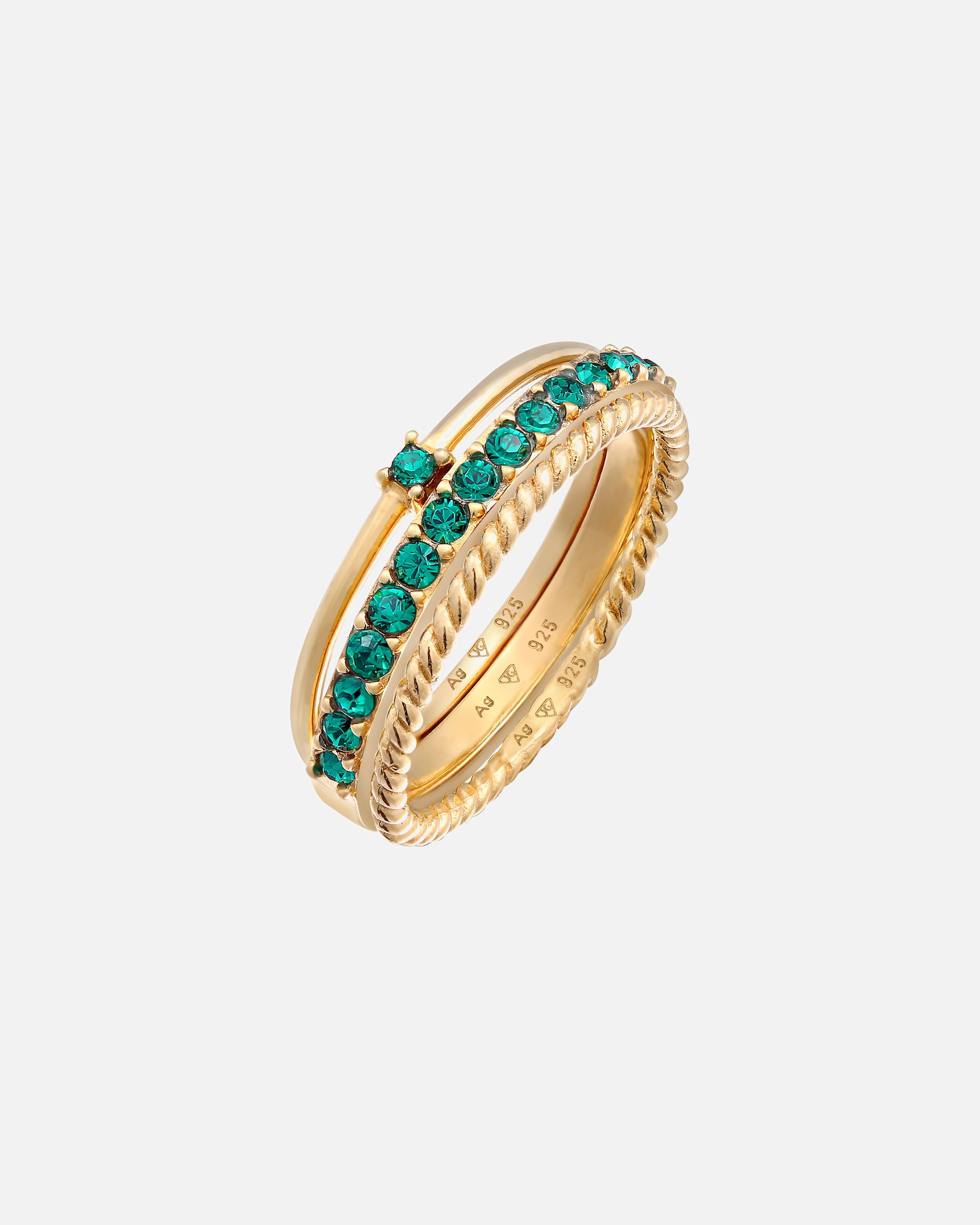 Ring für Weiblich Elli Grün Solitär Memoire 925 Silber, mit Kristallen von Swarovski® 56