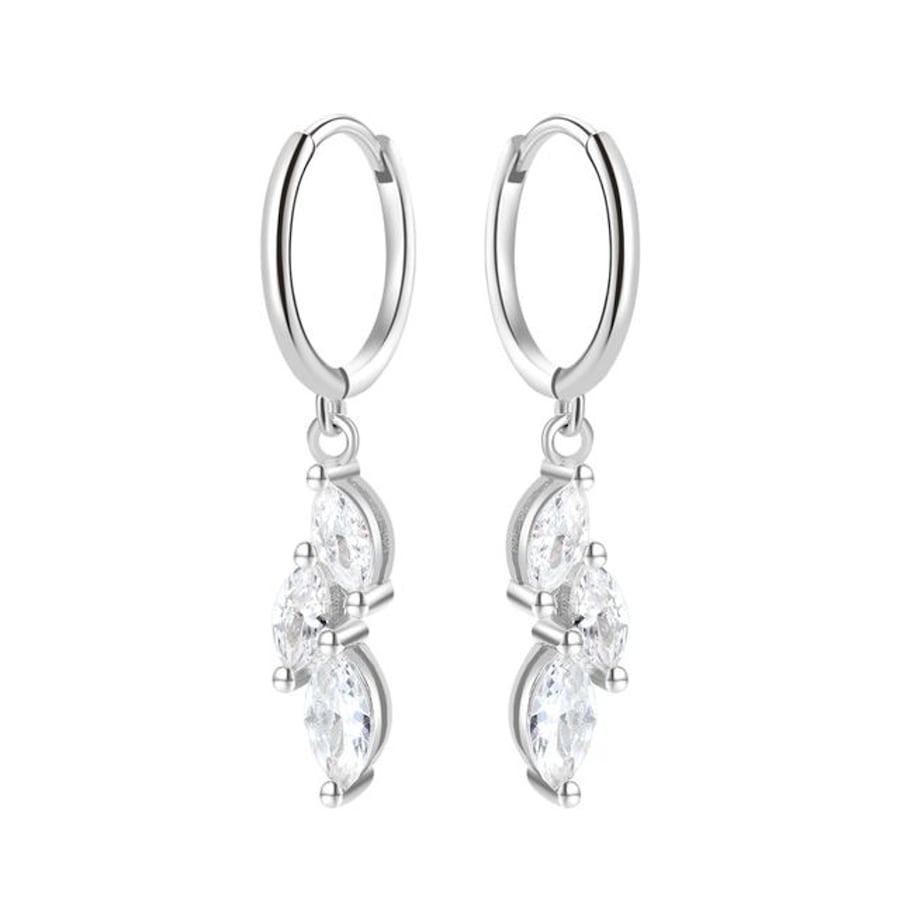 Hey Happiness Zirkonia Huggie Ohrringe aus 925er Sterlingsilber Silber Damen