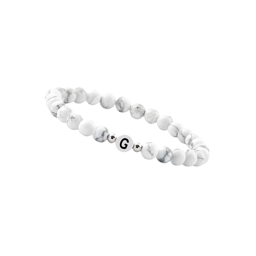 GOOD.designs Perlenarmband aus Howlith-Steinen mit dem Buchstaben G Onesize Damen