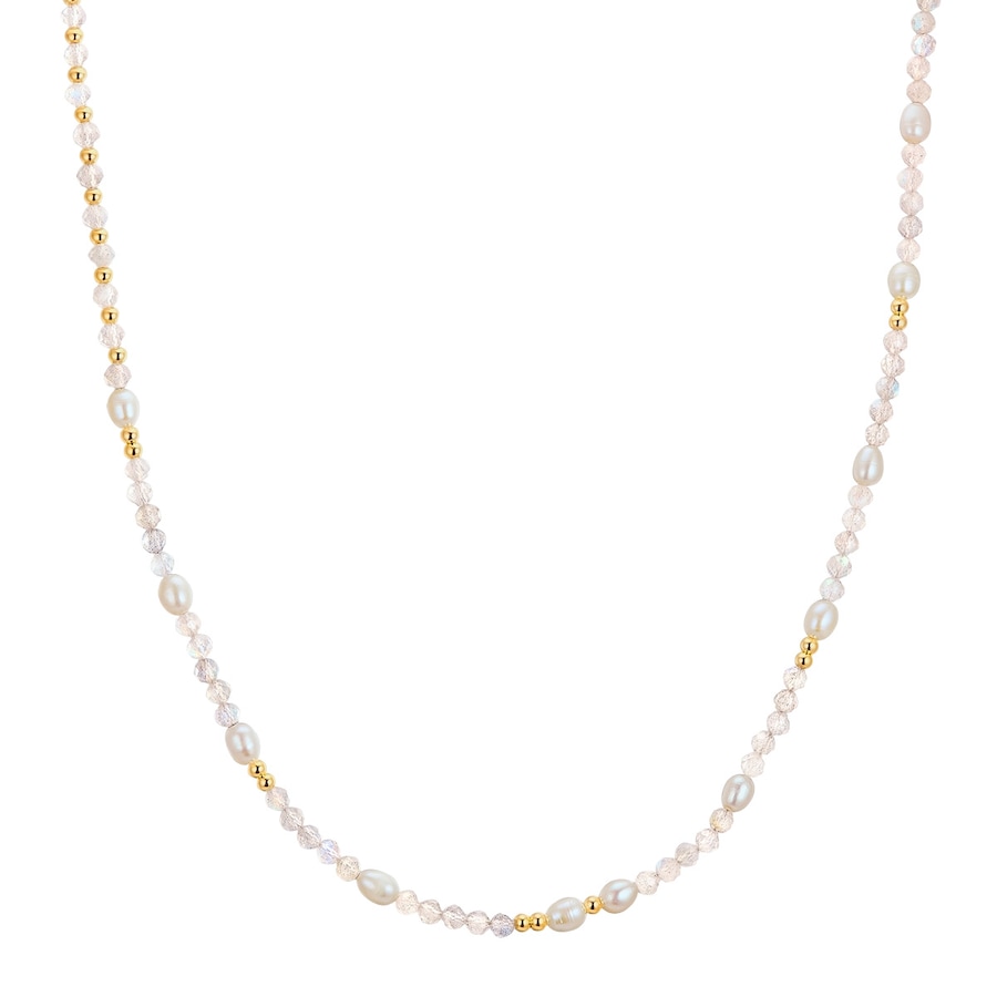 Glanzstücke München Halskette aus Sterling Silber in gelbgold mit Süßwasser-Zuchtperle 40,0 cm Basiskette + 5,0 Verlängerung Damen