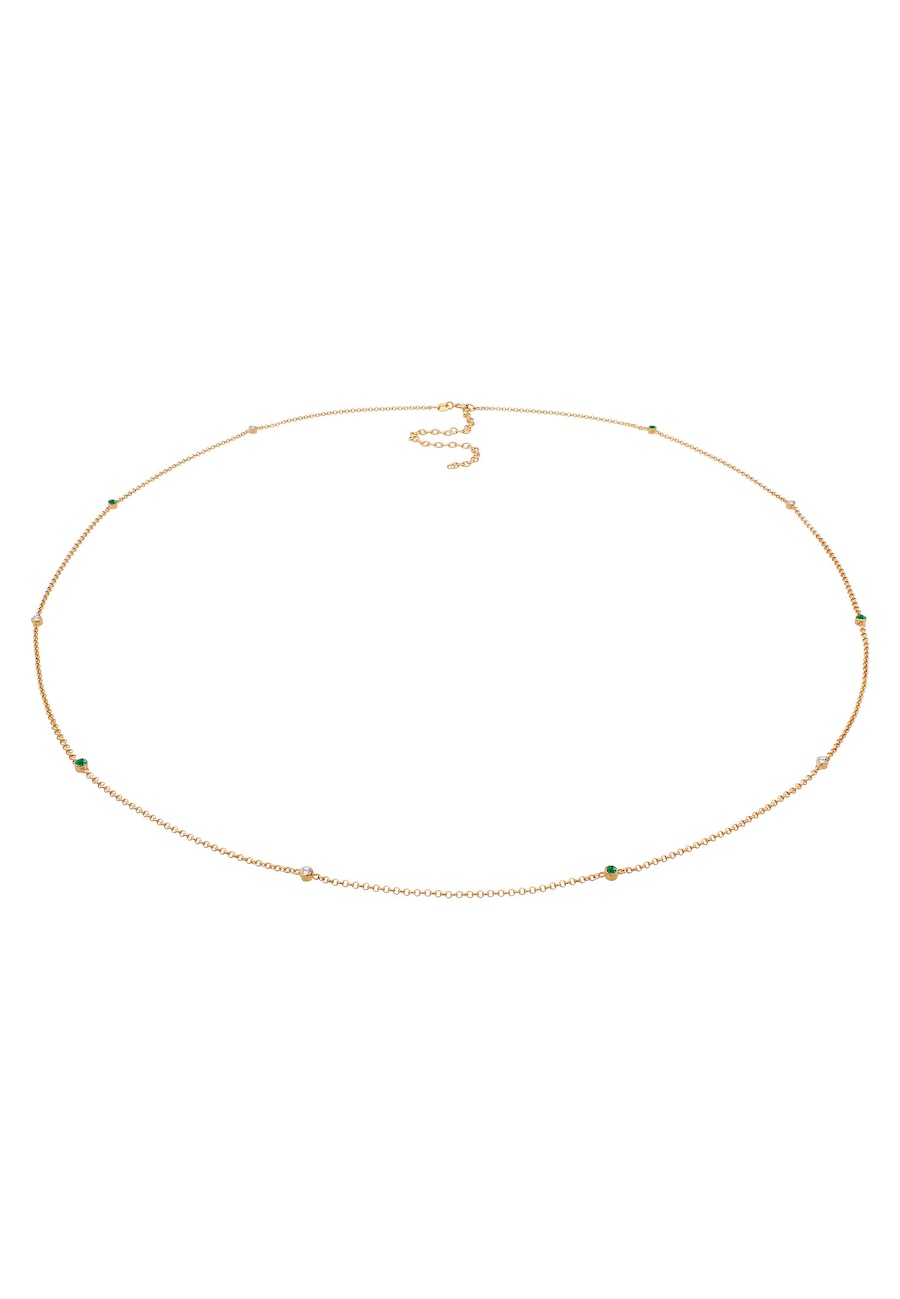 Elli Taillenkette Body Chain Kugelkette Kristalle 925 Silber goldfarben Damen