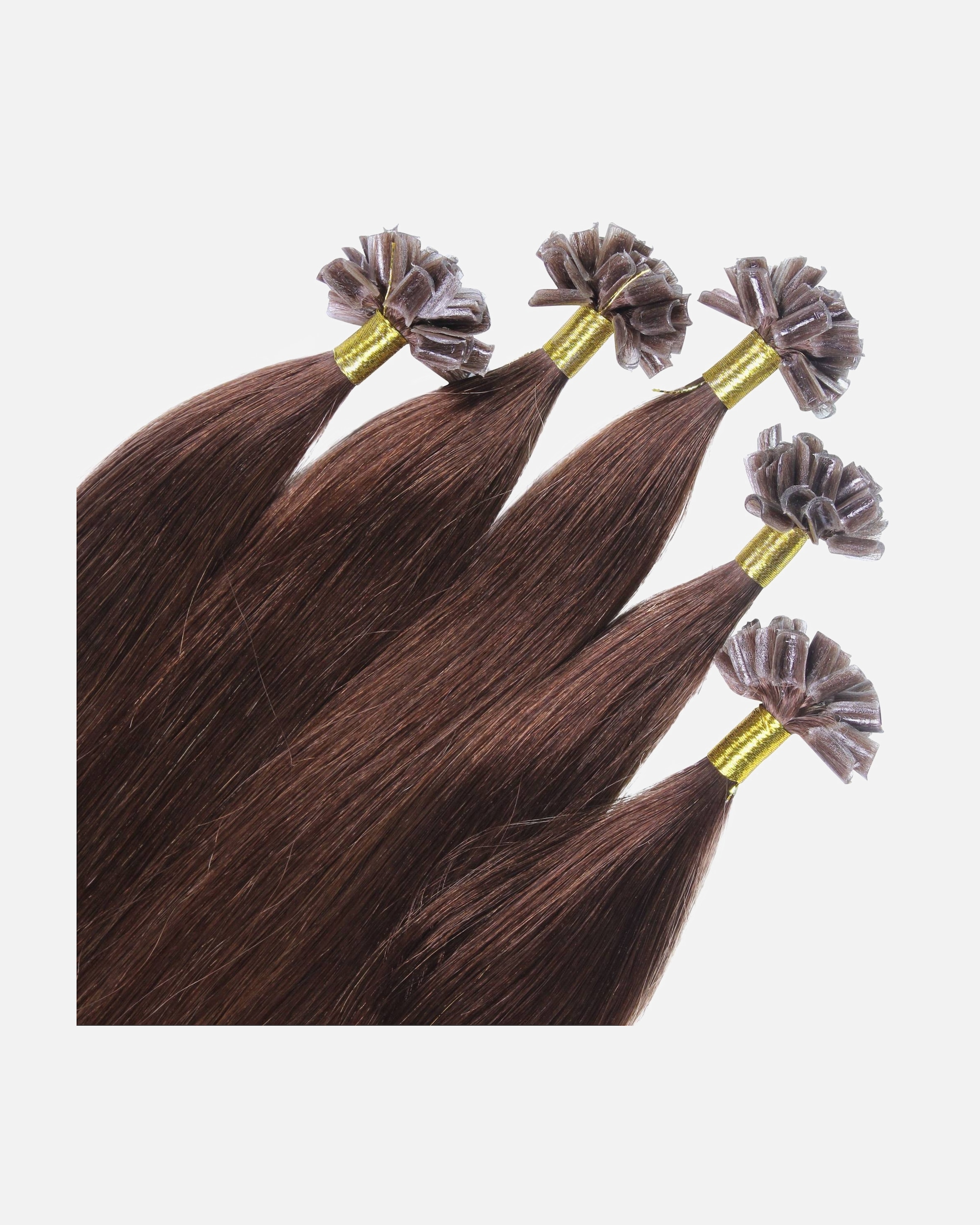 Extensions für Weiblich hair2heart Bonding Extensions Premium Echthaar #4/77 Mittelbraun Braun-Intensiv 1g 50cm
