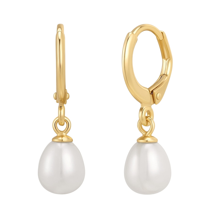Rafaela Donata Creolen aus Sterling Silber in Gelbgold mit Süßwasser-Zuchtperle 25,4 mm Damen