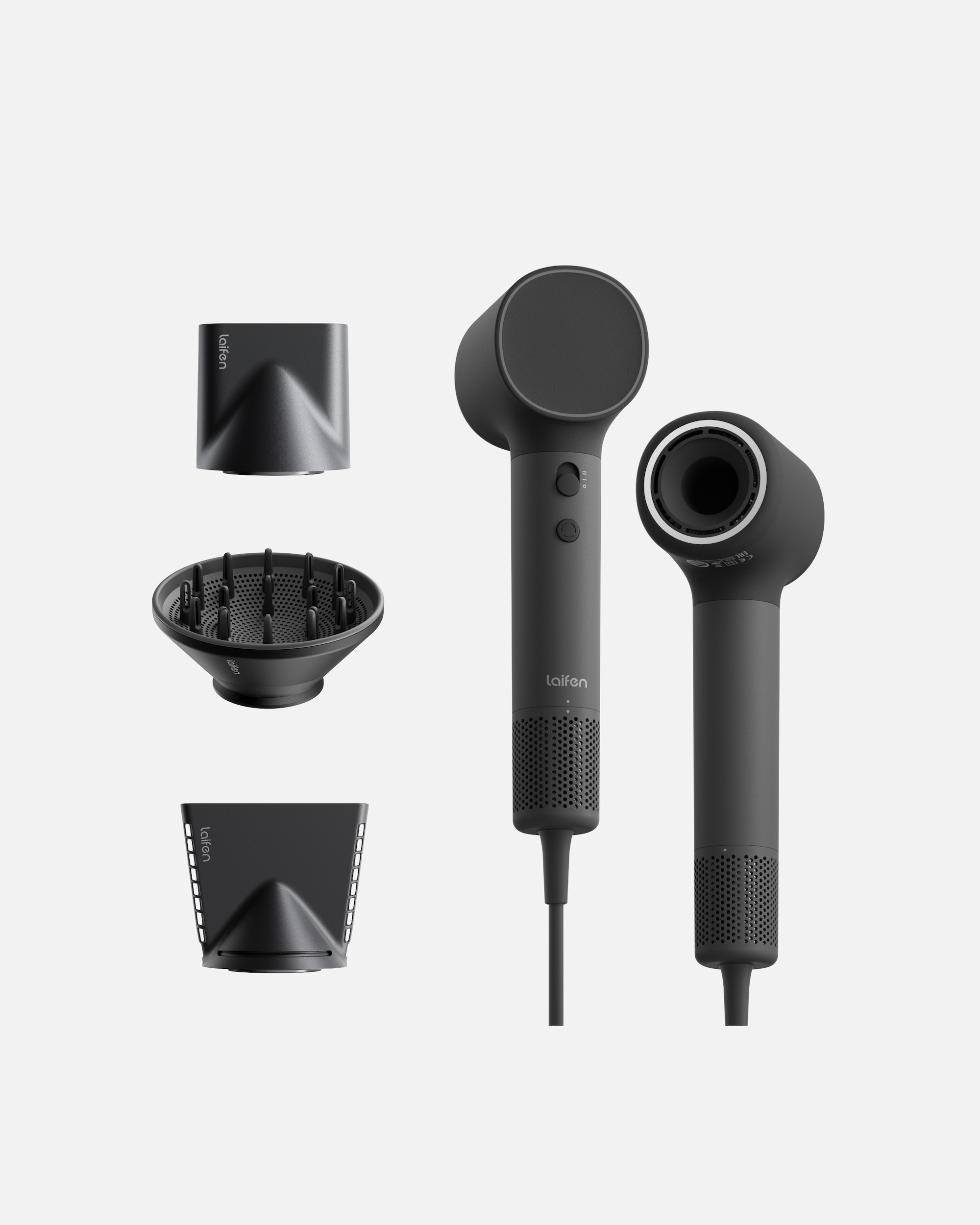 Haartrockner für Unisex Laifen Neo Haartrockner 3 Magnetische Luftdüsen schwarz
