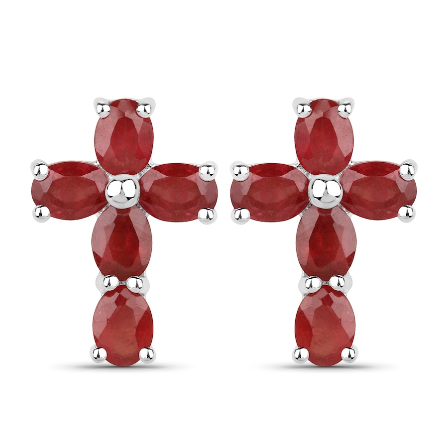 Vira Jewels Ohrringe 925/- Sterling Silber Rubin rot 2,2 ct. weiß Damen