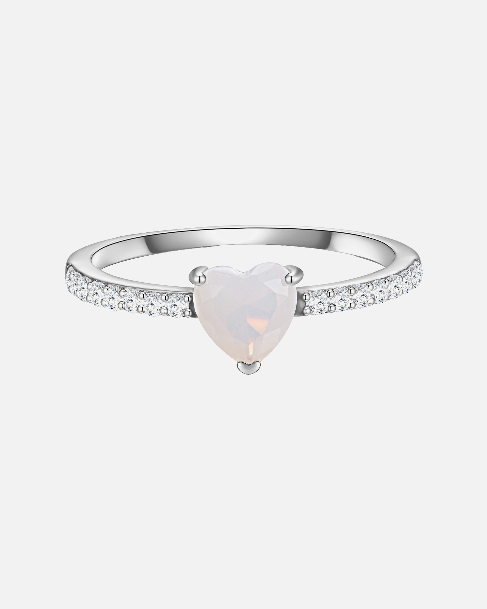 Ring für Weiblich Glanzstücke München Ring Herz aus Sterling Silber in silber mit Mondstein (synth.) 50