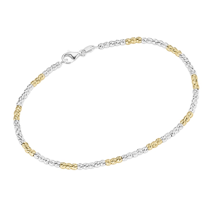 Smart Jewel Armband mit facettierten Kugeln, Silber 925 - vergoldet Bicolor Hellbraun Damen