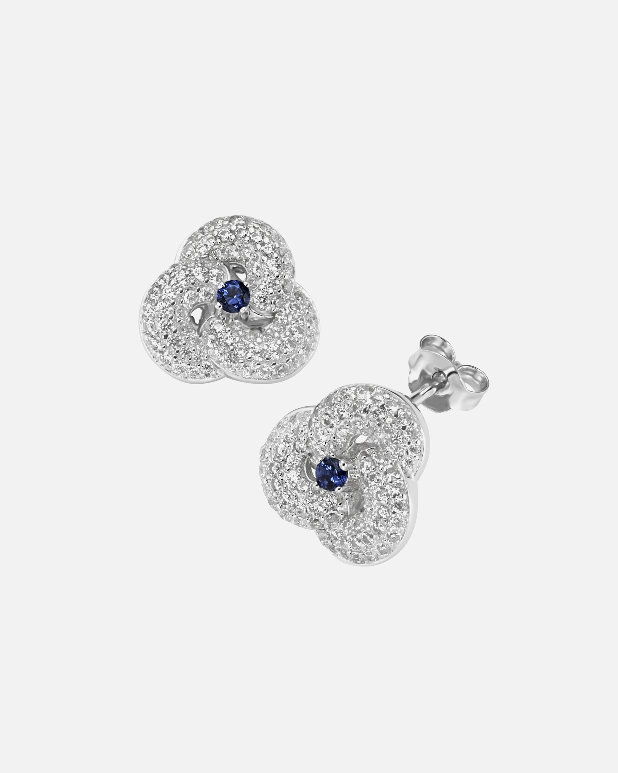 Ohrringe für Unisex Smart Jewel Ohrstecker mit Zirkonia und blauen Kristallsteinen, Silber 925 1,5 cm