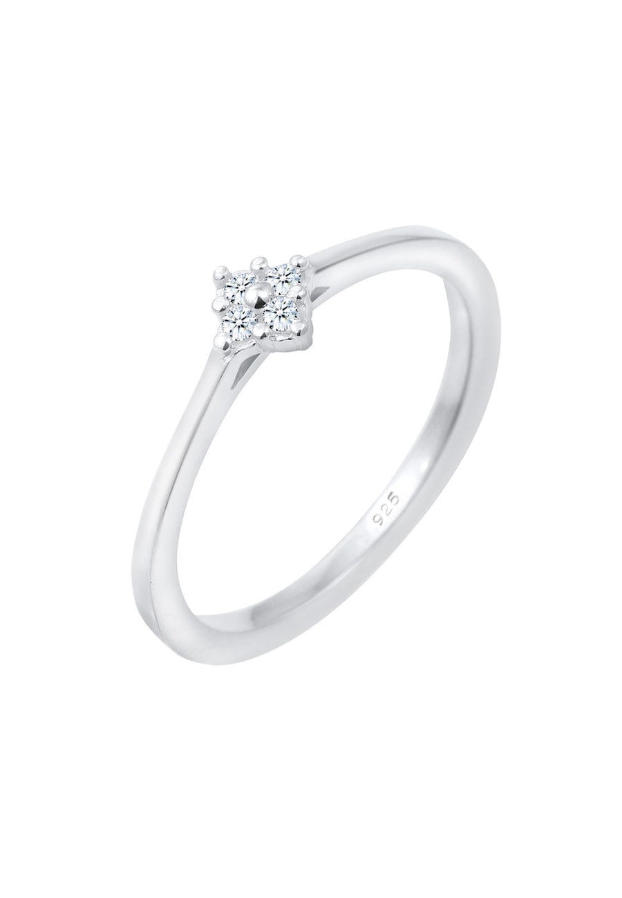 Elli DIAMONDS Pierścień Verlobung Klassisch Diamant 0.06 ct. 925 Silber 54 mm Damen