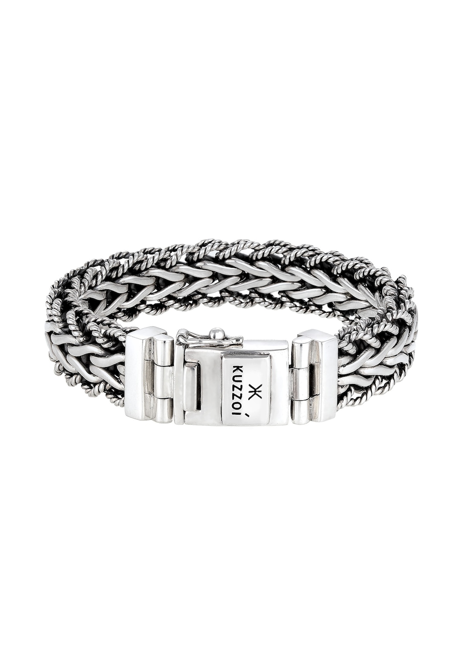 KUZZOI Herren Panzerarmband Gliederkette 925er Silber 21