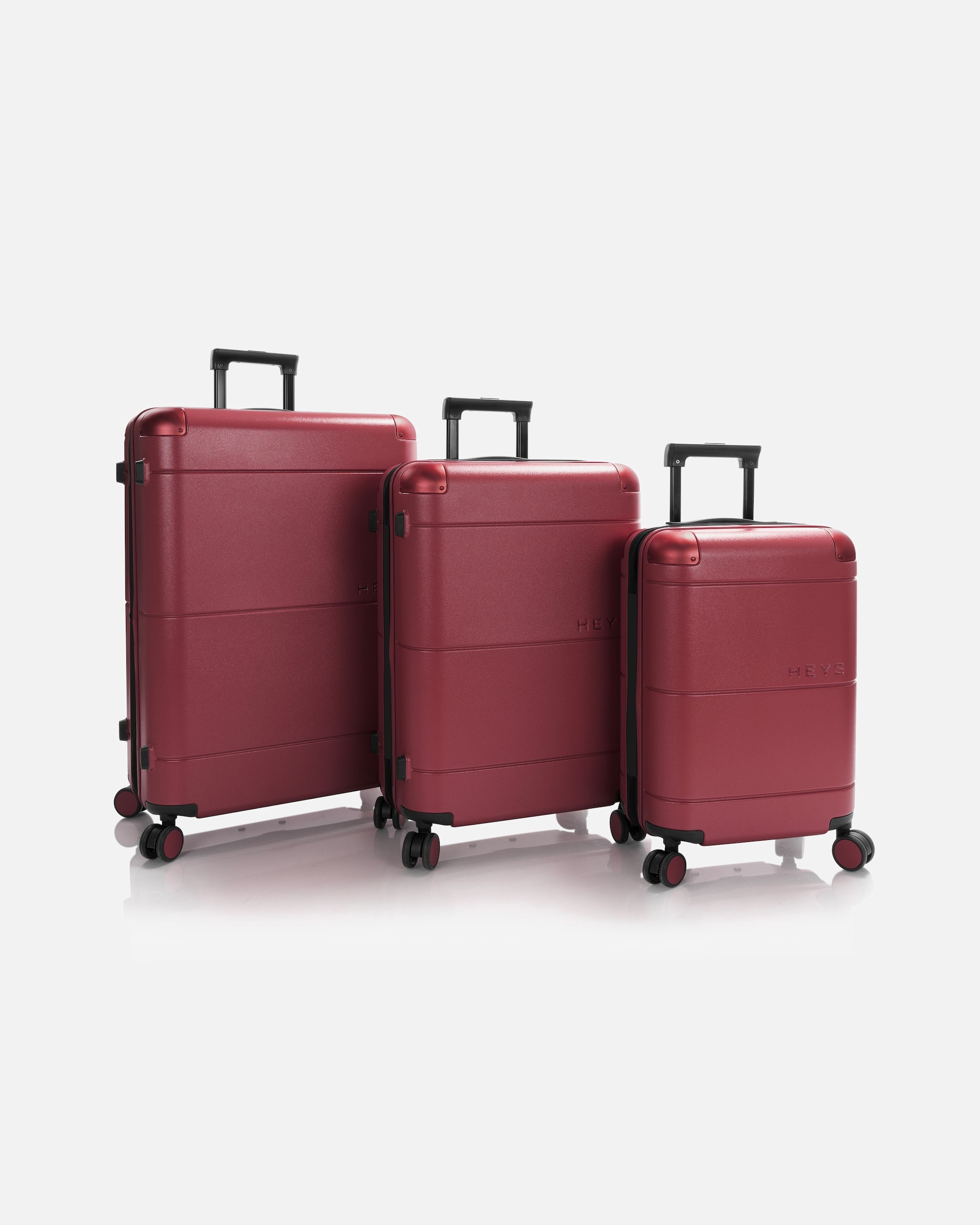 Koffer für Männlich Heys Zen 4 Rollen Kofferset 3-teilig mit Dehnfalte burgundy