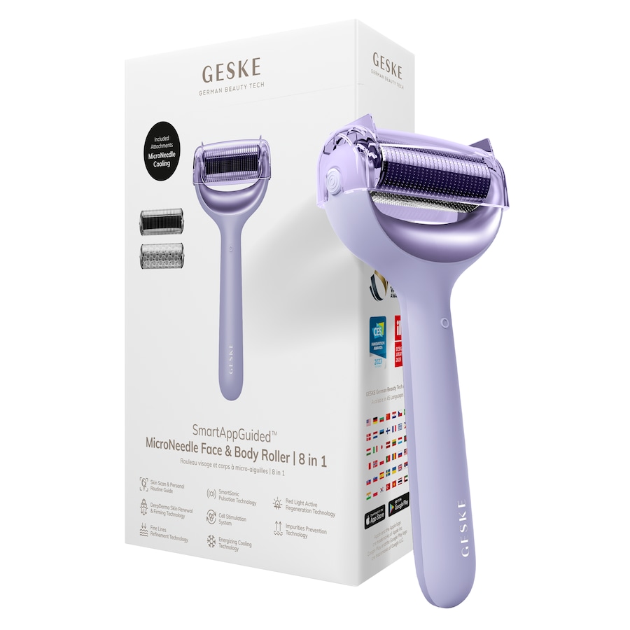 GESKE SmartAppGuided MicroNeedle Face & Body Roller | 8 in 1 Purple