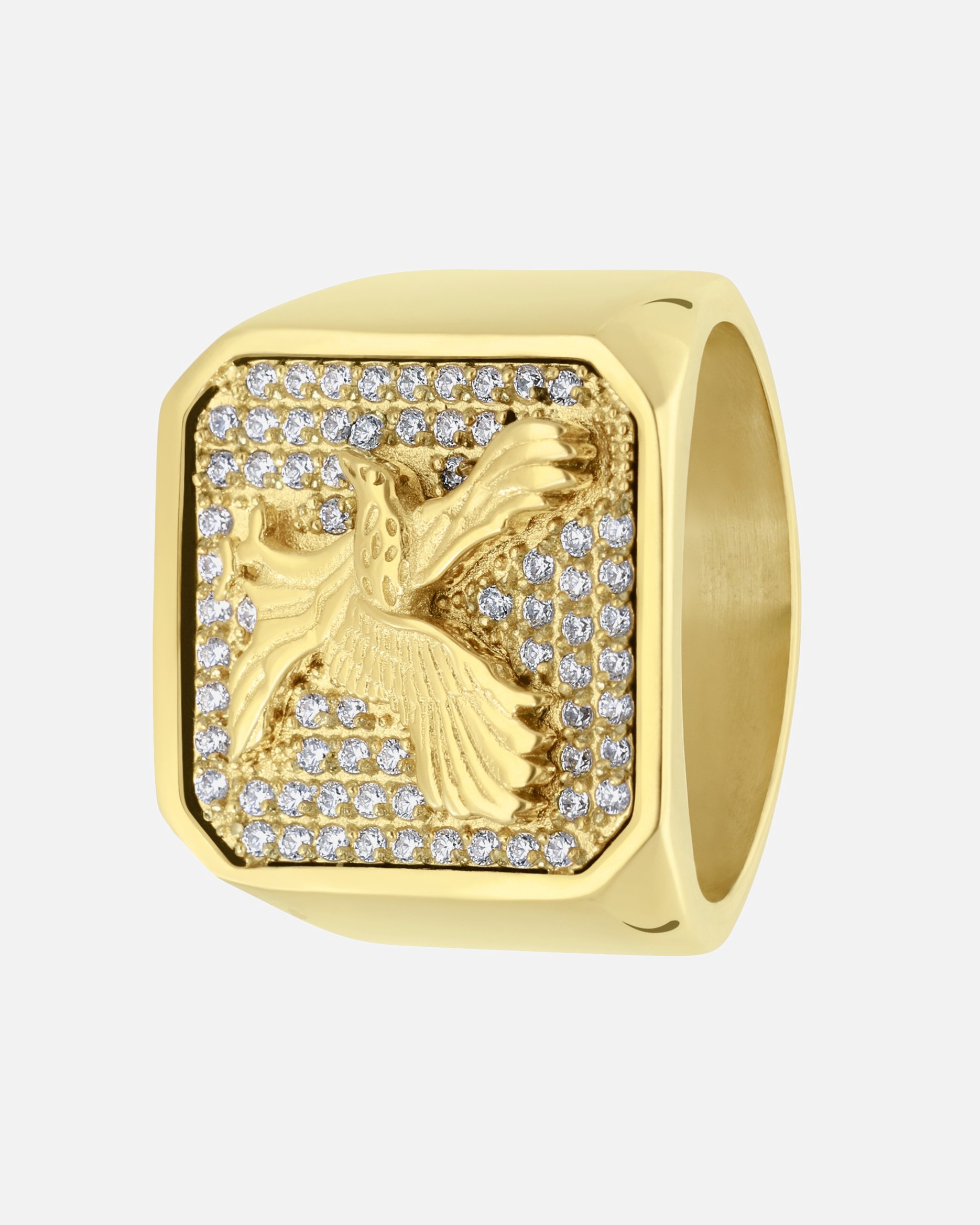 Ring für Männlich Lucardi Ringe Stahl - goldfarbig 57mm