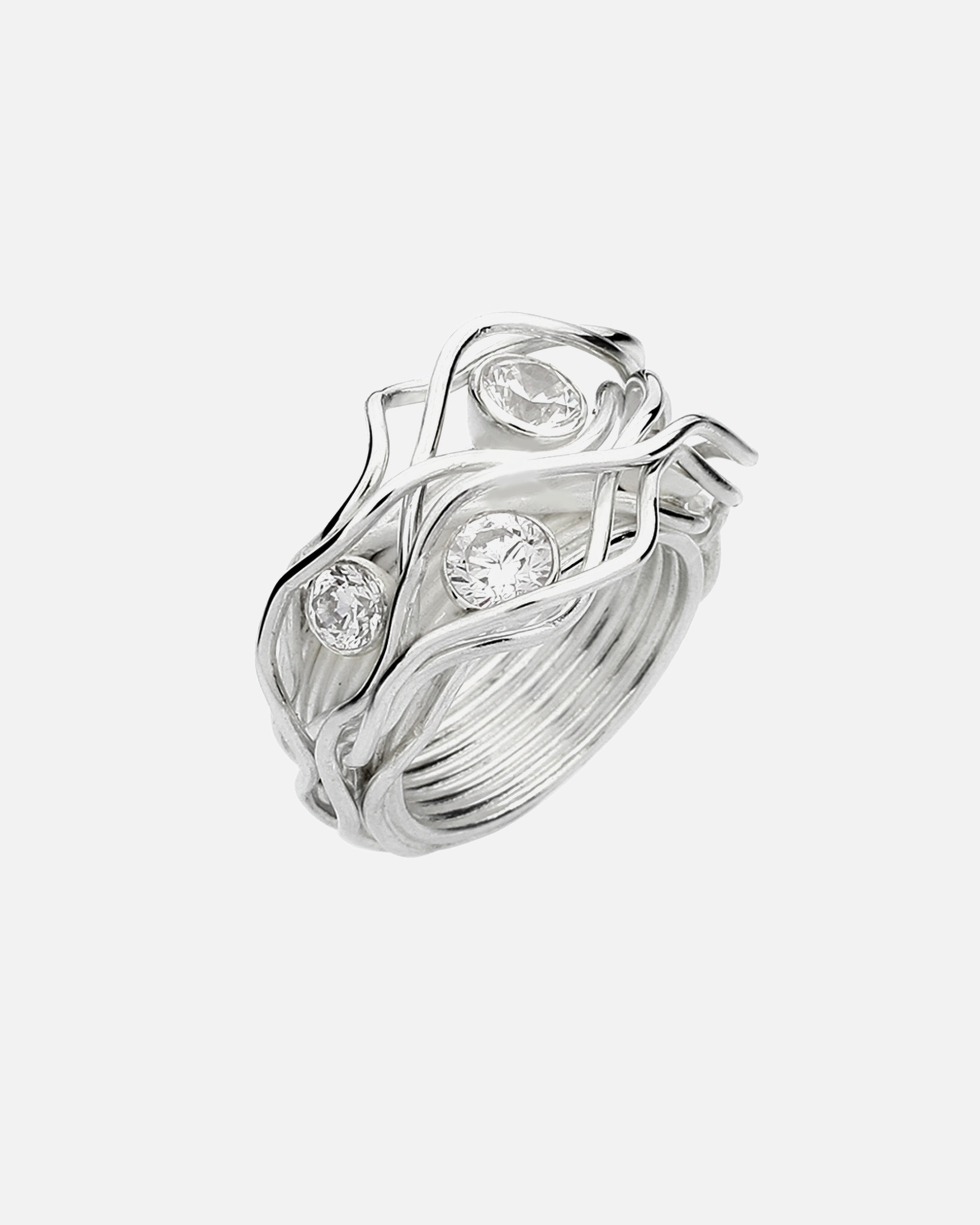 Ring für Weiblich Nenalina Verknotet Gewoben Zirkonia Kristalle 925 Silber 60