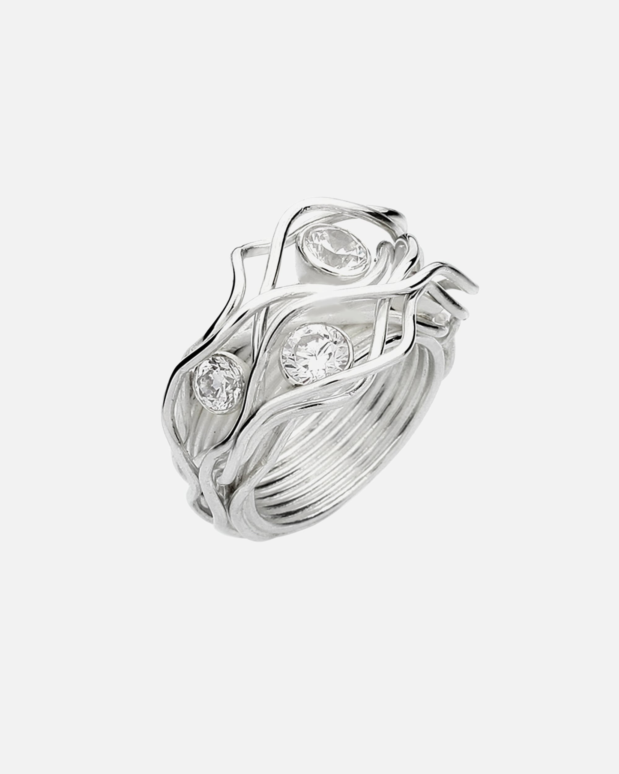 Ring für Weiblich Nenalina Verknotet Gewoben Zirkonia Kristalle 925 Silber 58