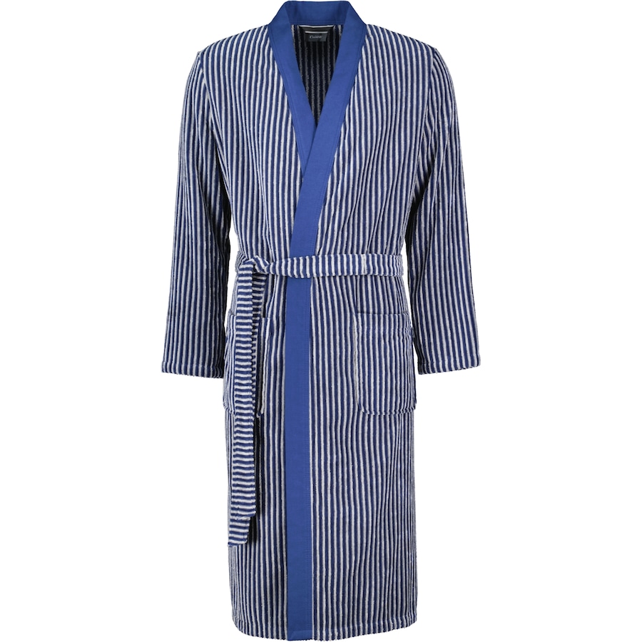 Cawö Bademäntel Herren Kimono Streifen 2843 blau - 17 L Weiss