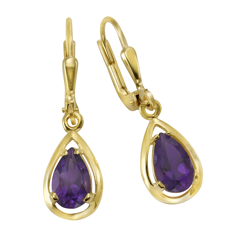 Fascination by Ellen K. Ohrringe 333/- Gold Amethyst lila gelb vergoldet Damen