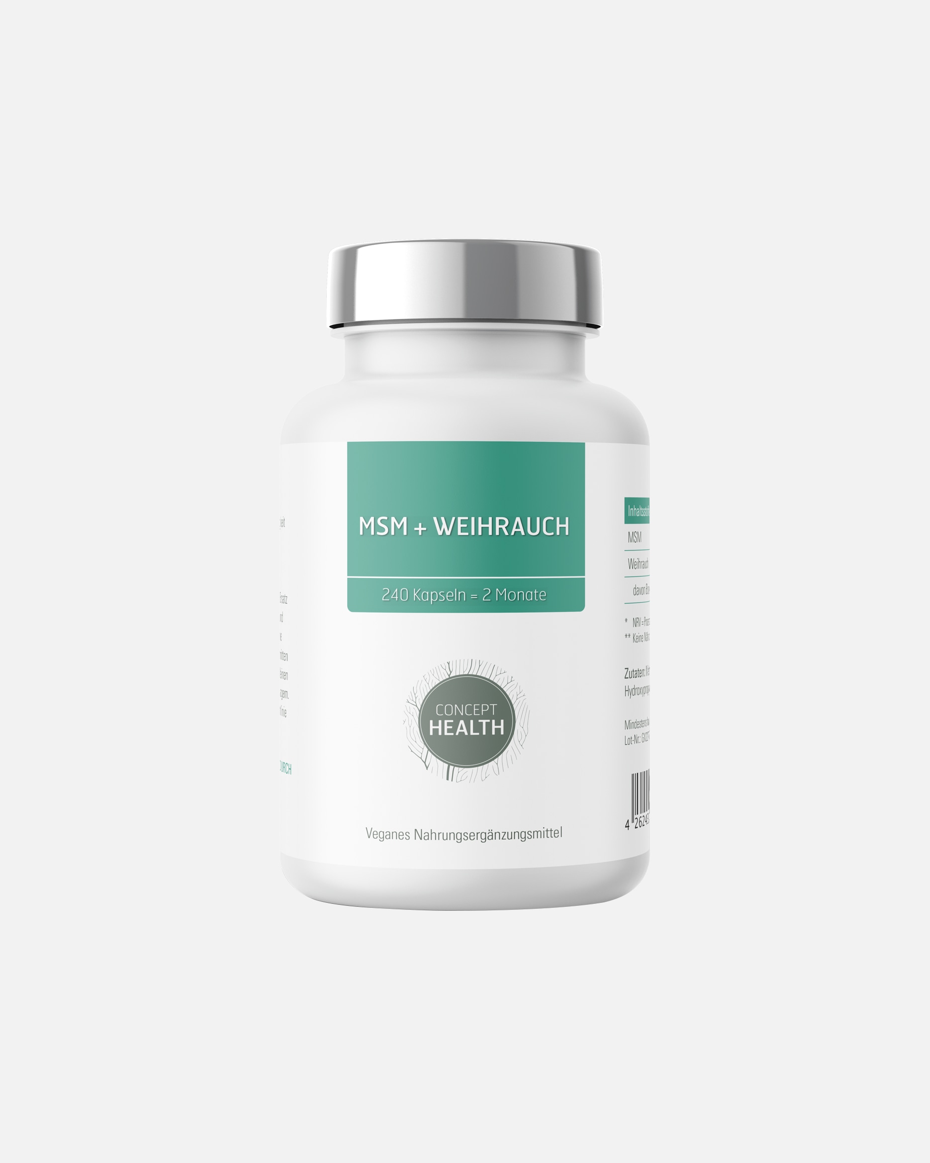 Nahrungsergänzungsmittel für Unisex CONCEPT HEALTH Default Brand Line MSM + WEIHRAUCH – vegane Kapseln mit hohem Gehalt an Boswellia-Extrakt 240 Kapseln