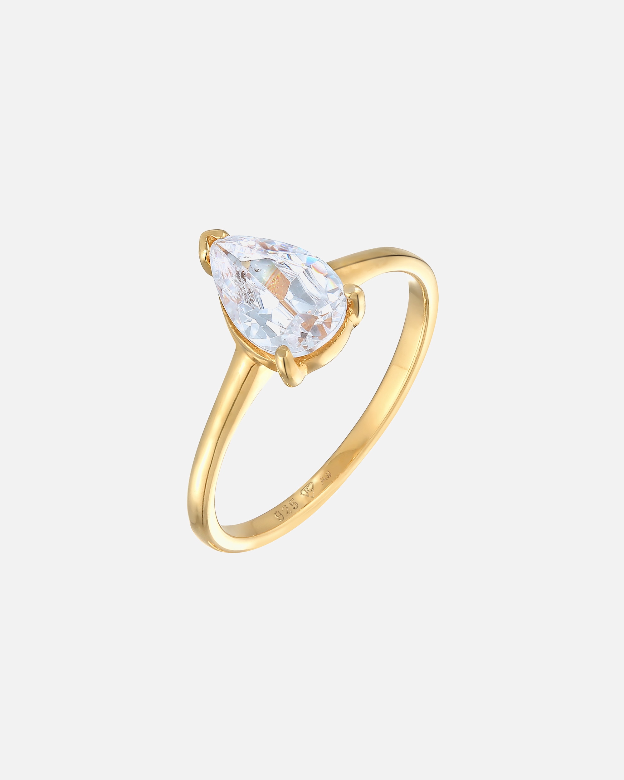 Ring für Weiblich Elli Solitär Zirkonia Tropfen 925 Silber 52