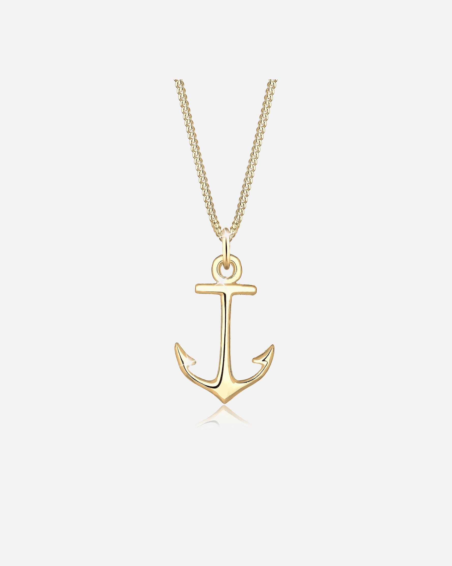 Halskette für Weiblich Elli Panzerkette Anker Anhänger Maritim Sea 925 Silber goldfarben