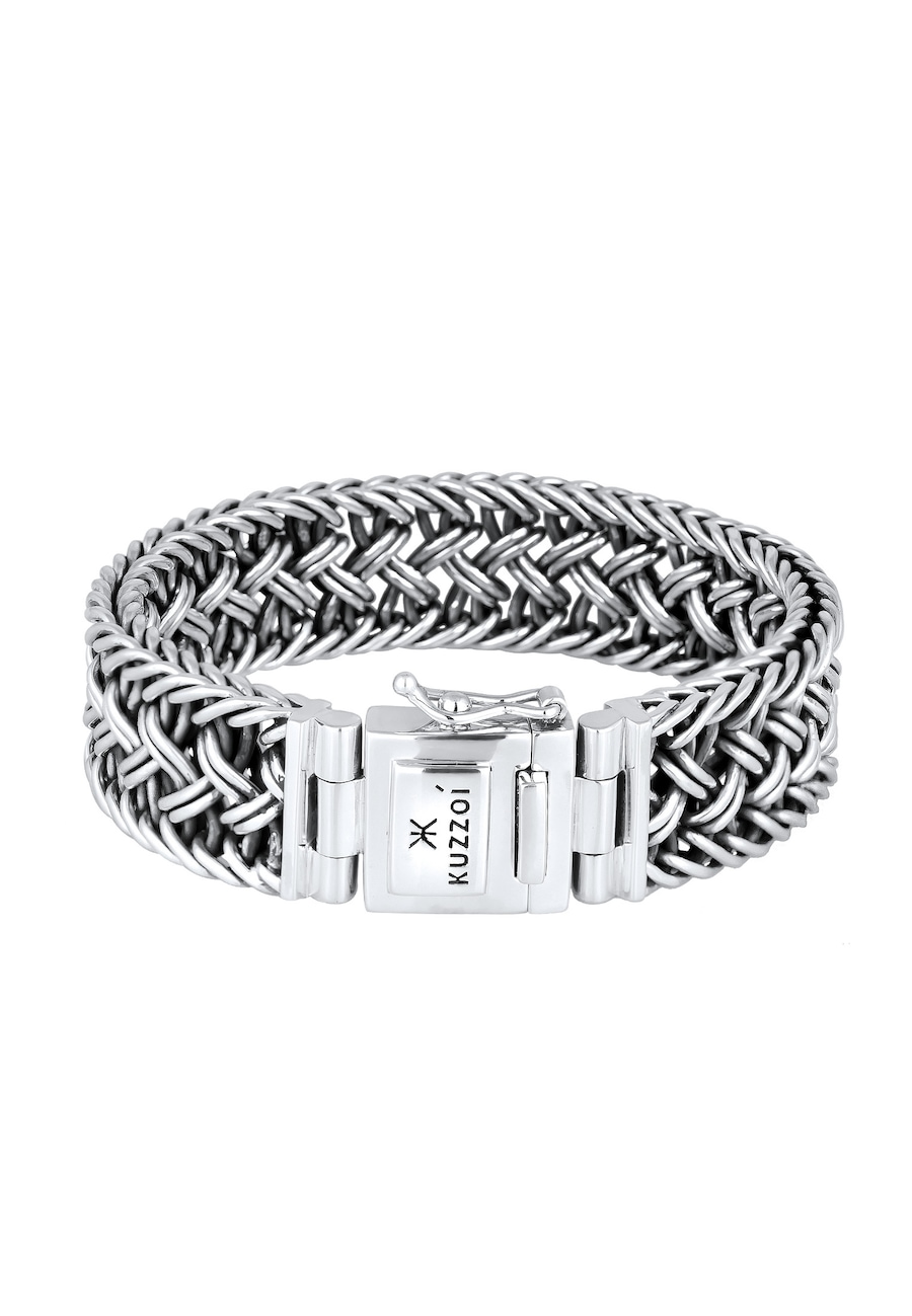 KUZZOI Herren Panzerarmband Kastenverschluss 925er Silber 19