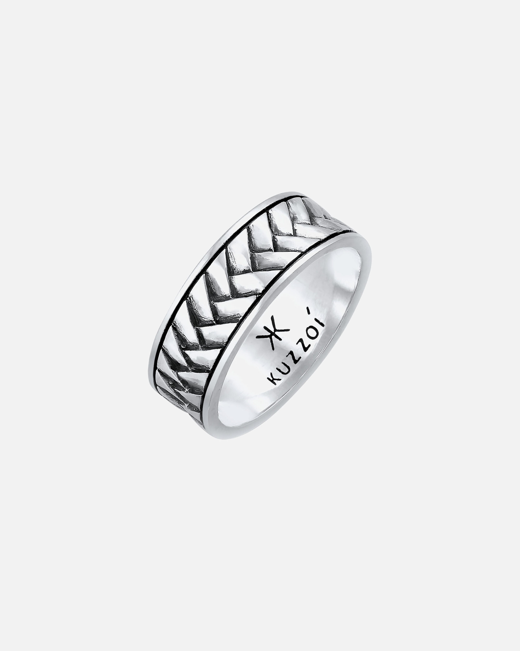 Ring für Männlich KUZZOI Herren Bandring Fischgräten Vintage 925 Silber 54