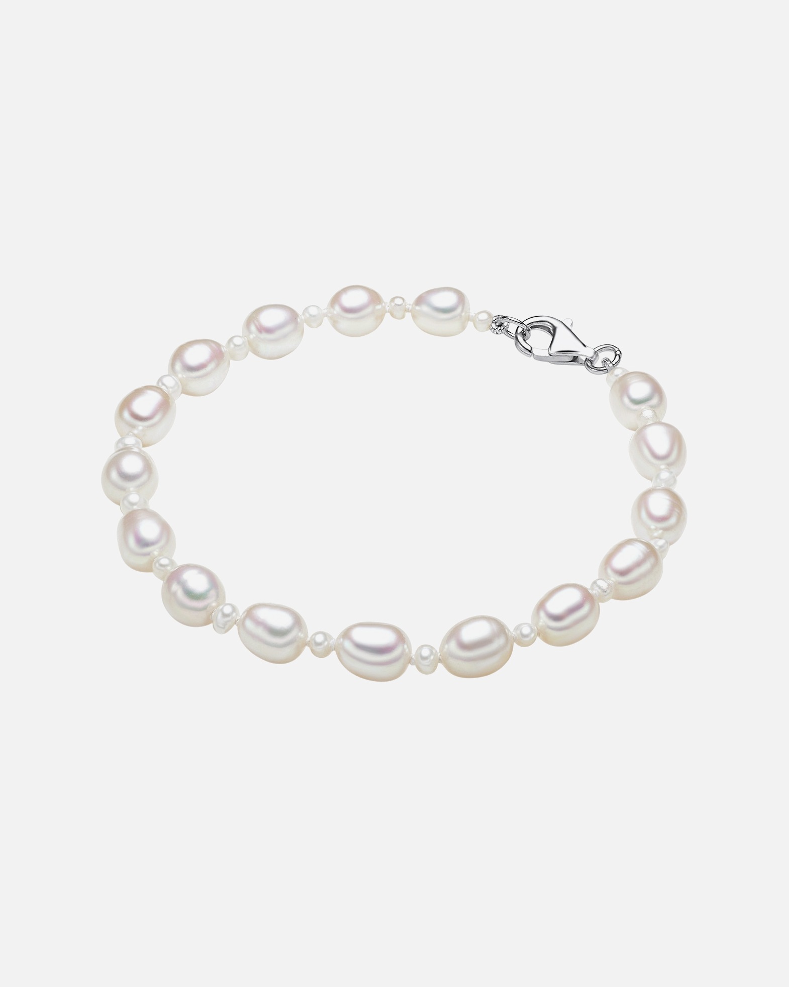 Armband für Weiblich Valero Pearls Perlen-Armband Sterling Silber Süßwasser-Zuchtperle in Silber 19,0 cm