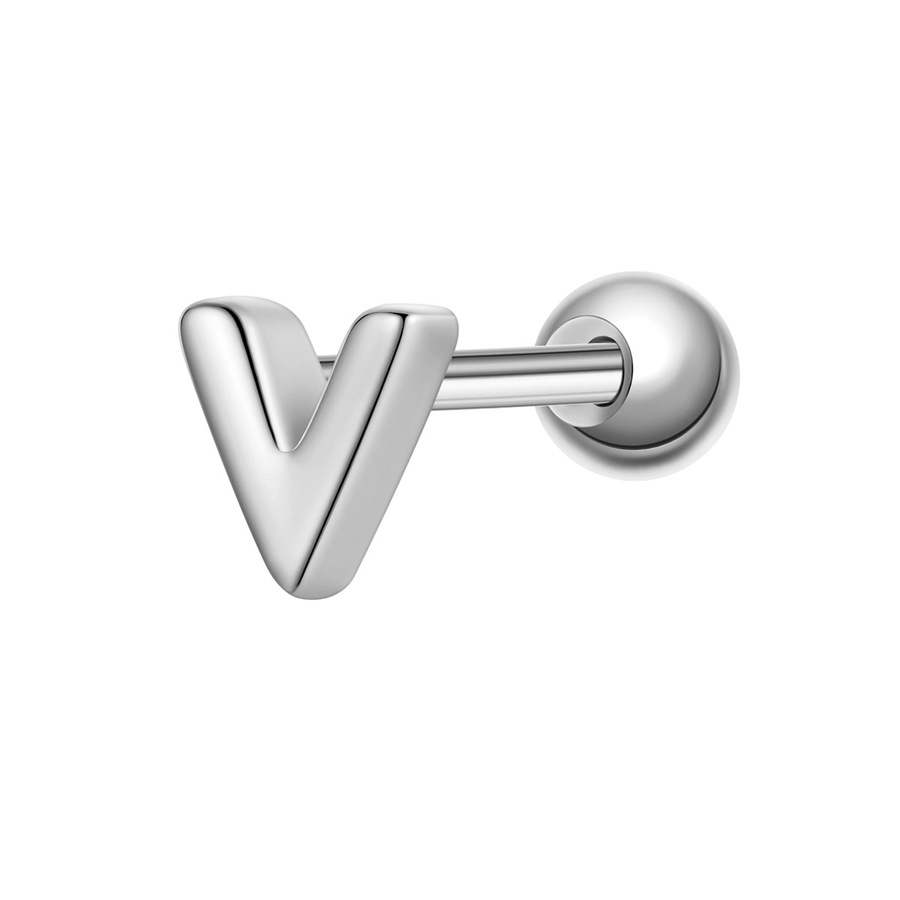 Glanzstücke München Piercing Buchstabe V aus Sterling Silber in silber 3,8 mm Damen