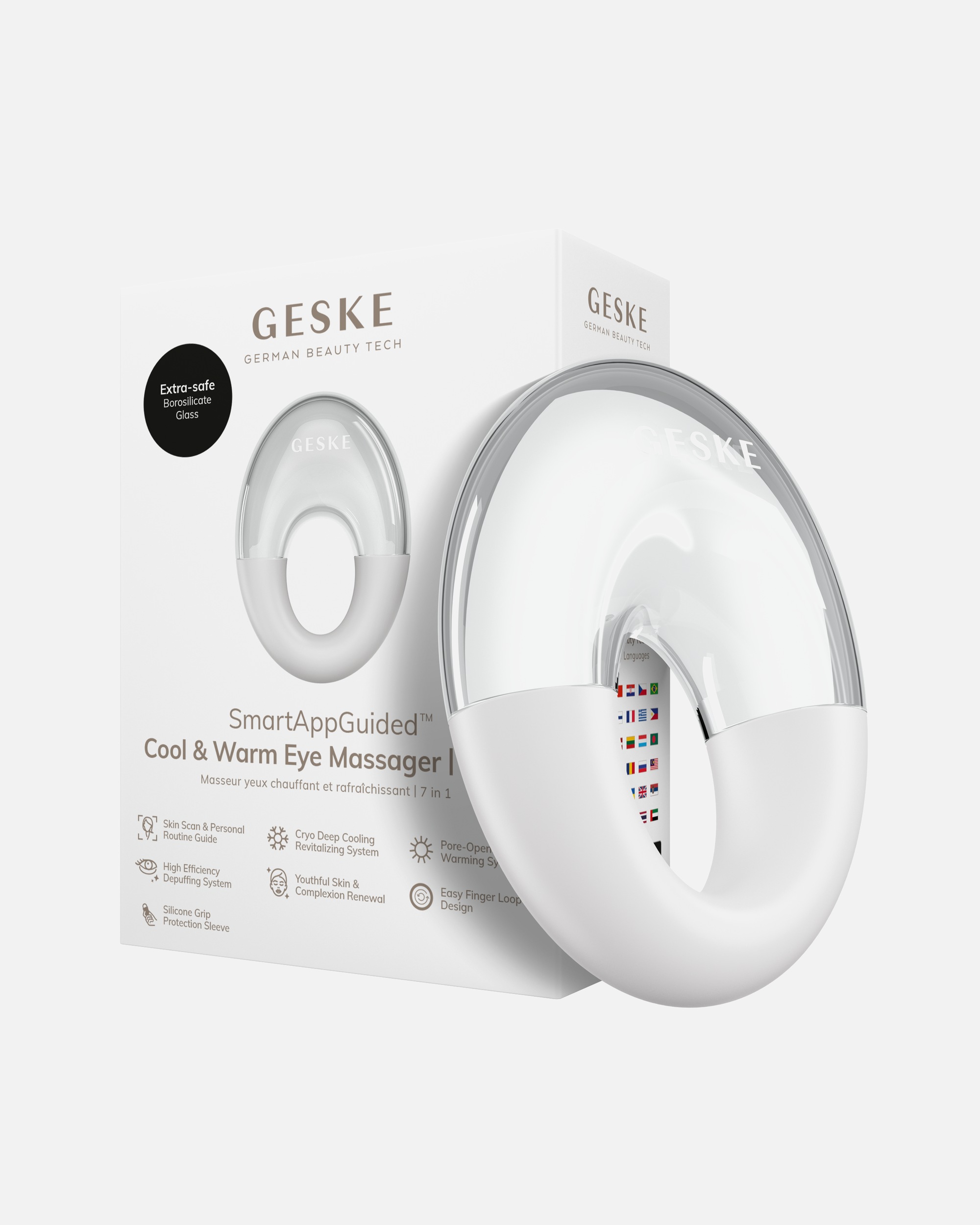 Elektrisches Gesichtsmassagegerät für Unisex GESKE GESKE SmartAppGuided™ Cool & Warm Eye Massager | 7 in 1 | Massagegerät White