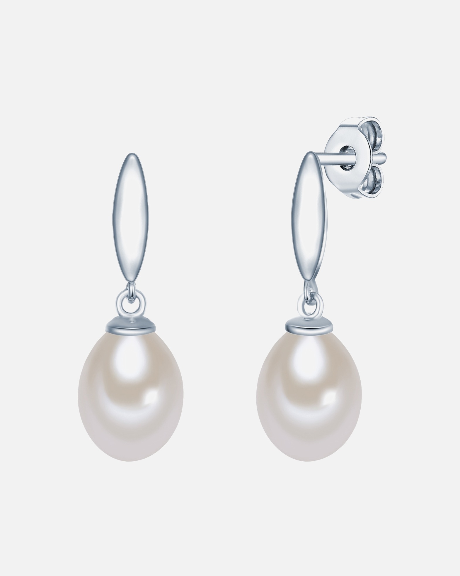 Ohrringe für Weiblich Valero Pearls Perlen-Ohrstecker aus Sterling Silber in silber mit Süßwasser-Zuchtperle 24,0 mm