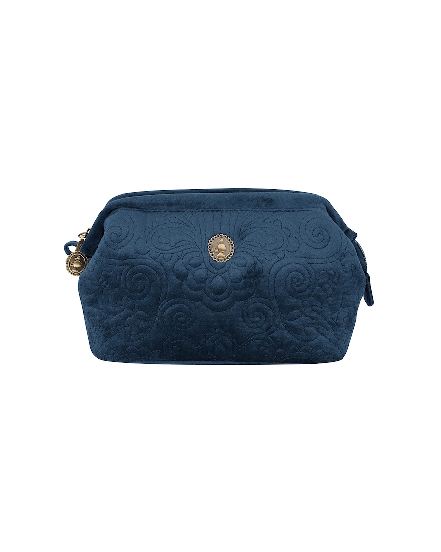 PIP Studio Cooper Kosmetiktasche Extra Groß Velvet Quiltey Days Blau 19x12x8.5cm