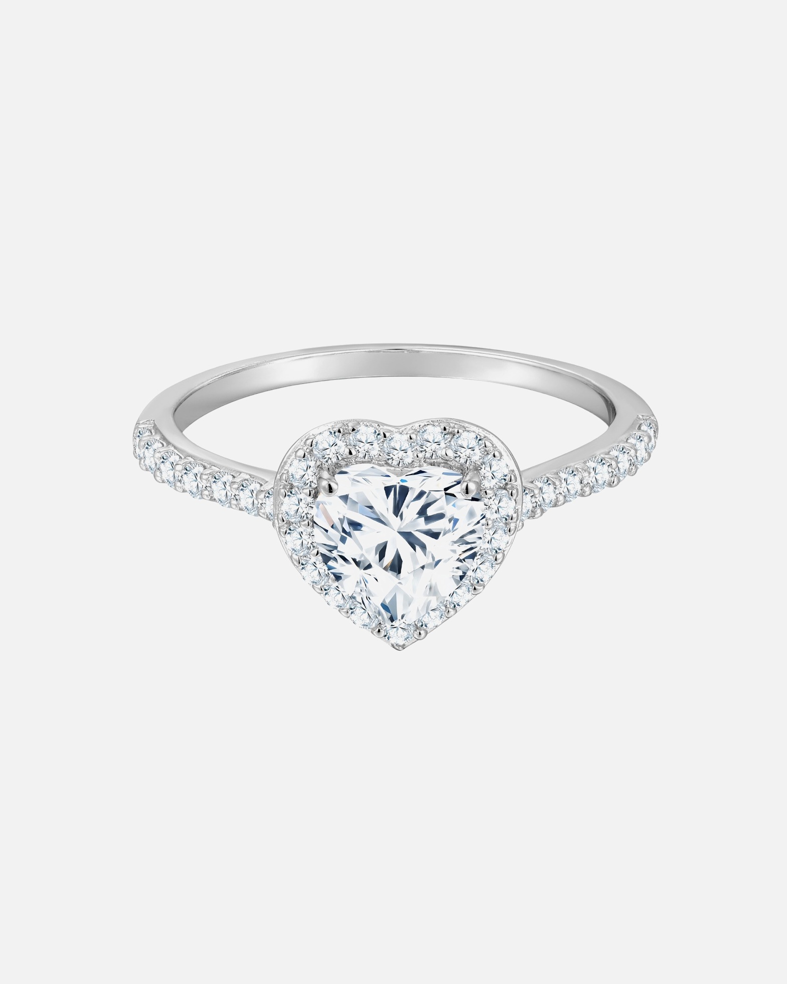 Ring für Weiblich Trilani Ring Herz aus Sterling Silber in silber mit Zirkonia 58