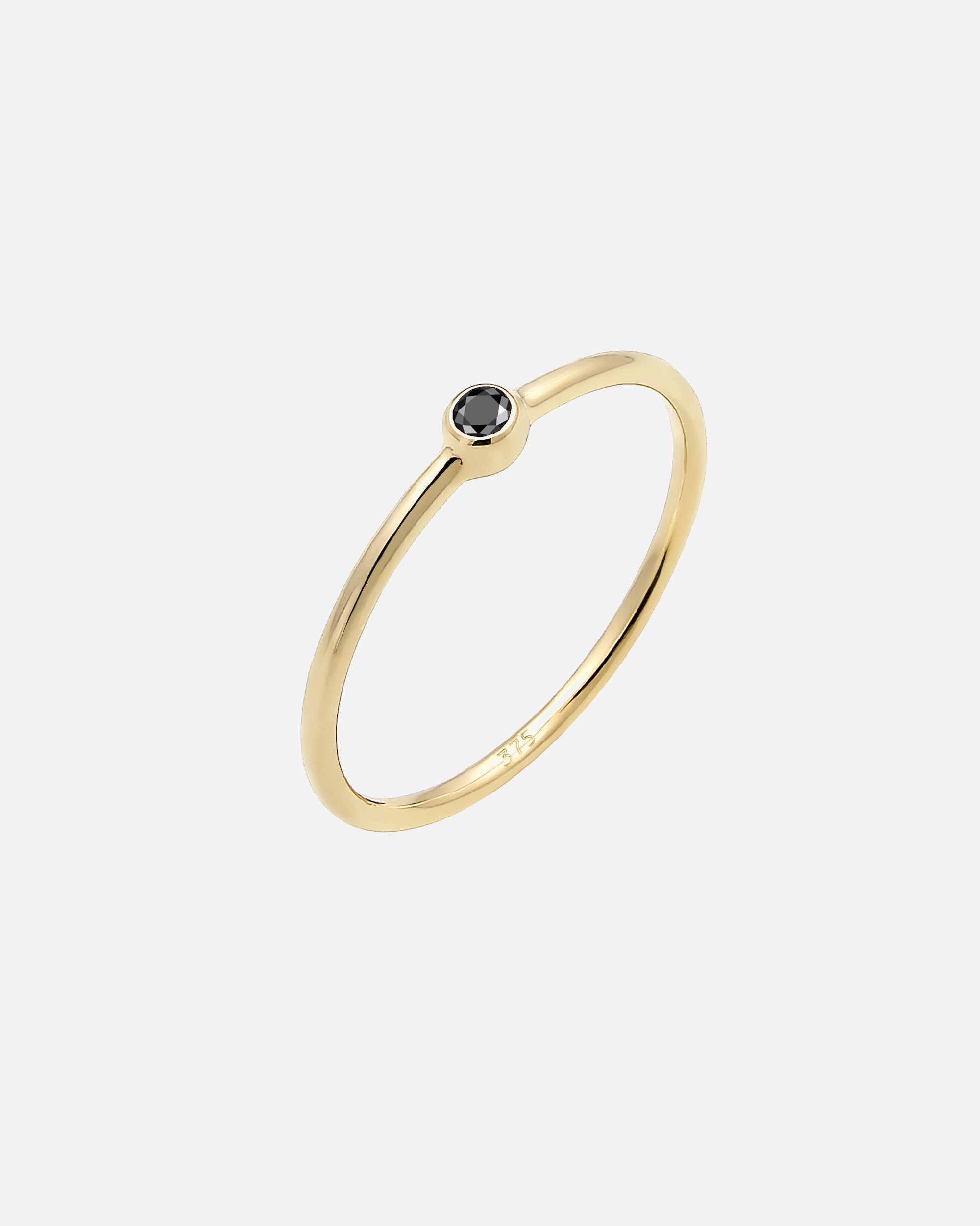 Ring für Weiblich Elli DIAMONDS Solitär Schwarzer Diamant (0.03 ct) 375er Gelbgold 52
