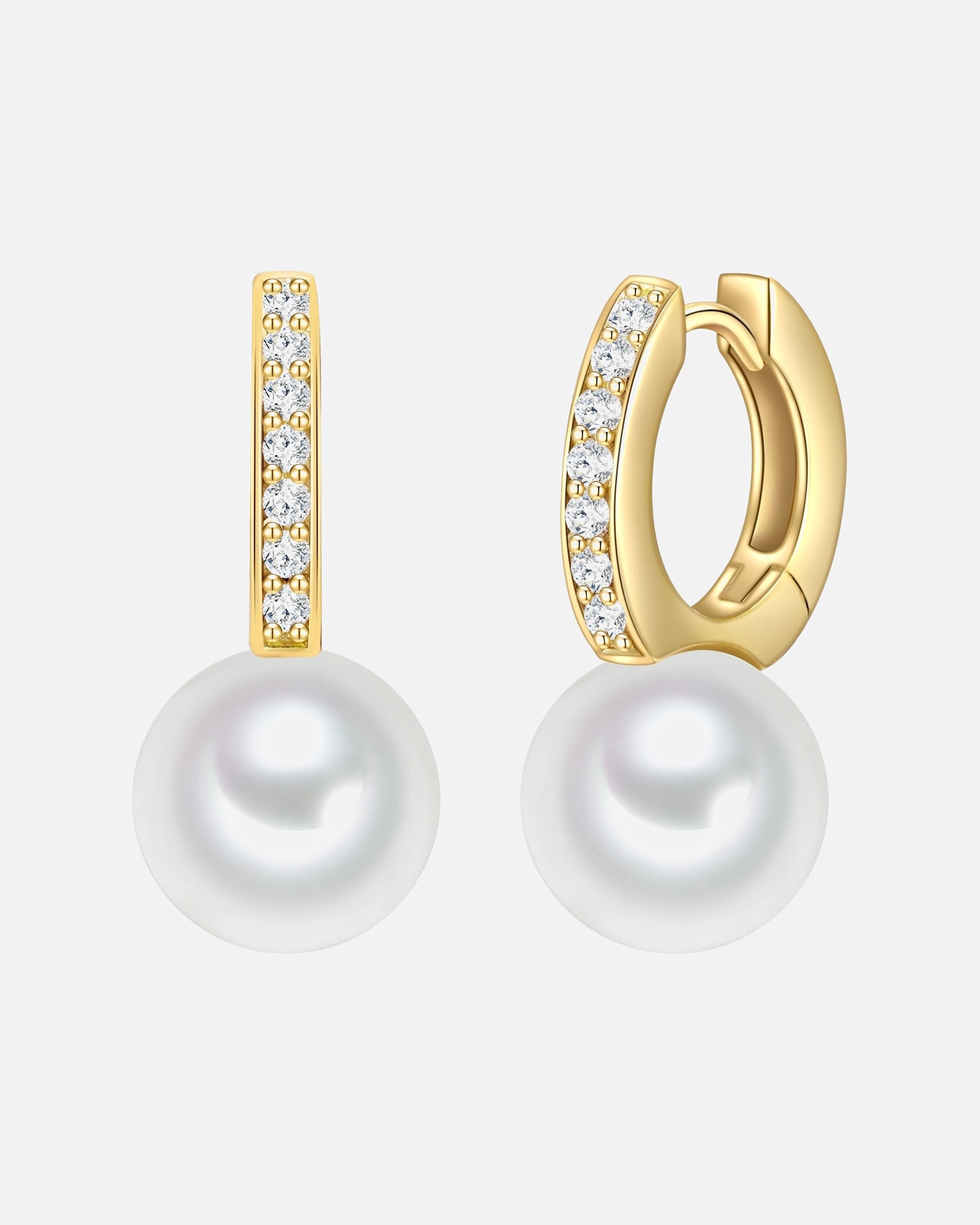 Creolen für Weiblich Rafaela Donata Creolen Sterling Silber Zirkonia Muschelkernperle in Gelbgold 22,0 mm