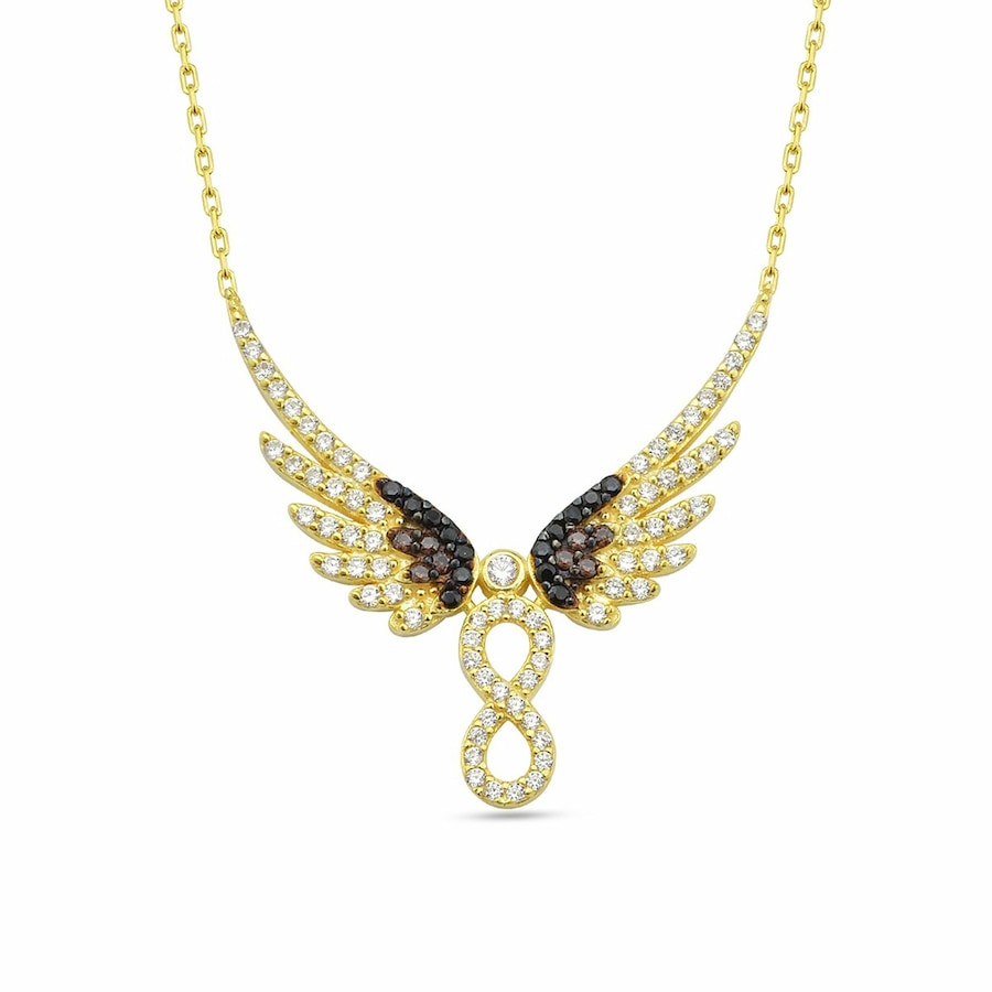 dKeniz Anhänger mit Kette 925/- Sterling Silber Zirkonia weiß 42 cm + 3cm Damen