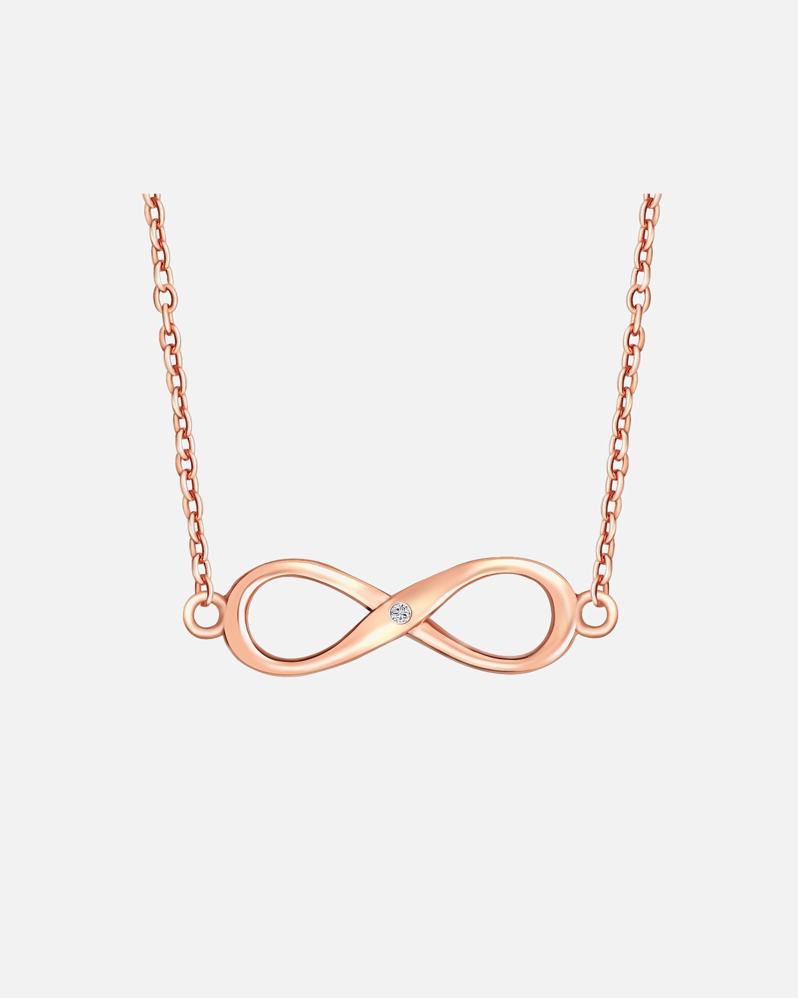 Halskette für Weiblich Lulu & Jane Diamant-Kette Infinity Sterling Silber Diamant in Roségold 40 cm + 5 cm