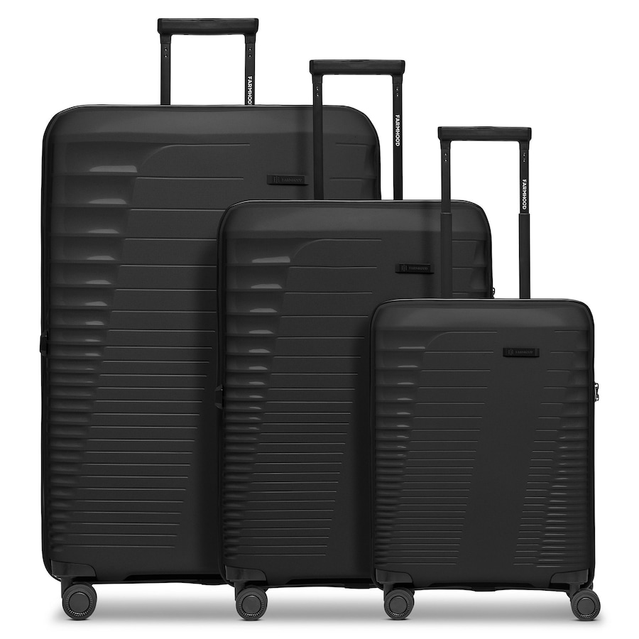 Farmhood Eco Edition 4 Rollen Kofferset 3-teilig mit Dehnfalte black Schwarz Herren