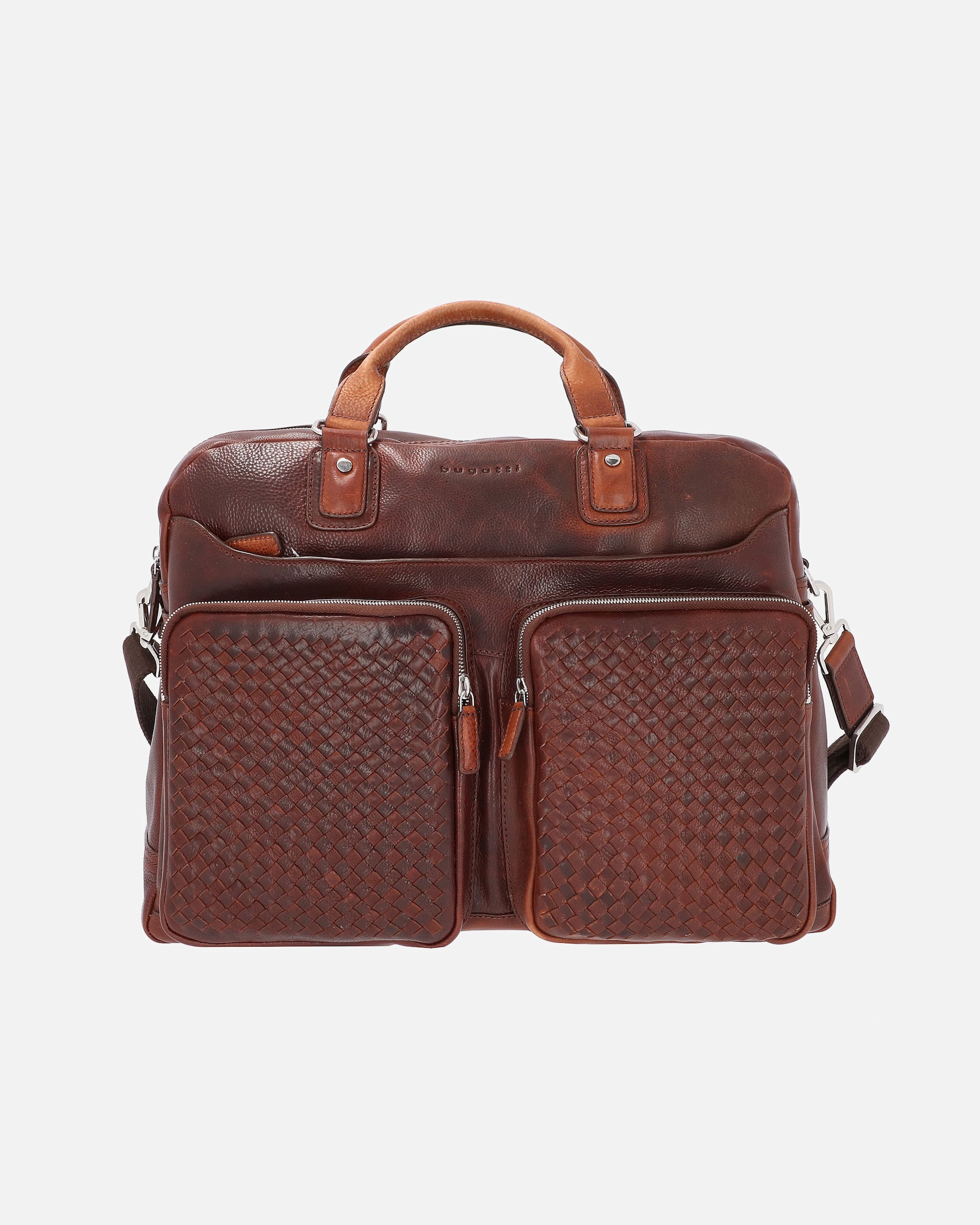Laptoptasche für Männlich Bugatti Woven Aktentasche Leder 48 cm british tan