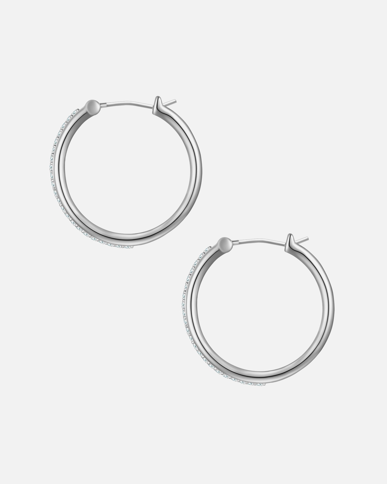 Creolen für Weiblich Yokoamii Creolen aus Messing in silber mit Zirkonia 25,0 mm