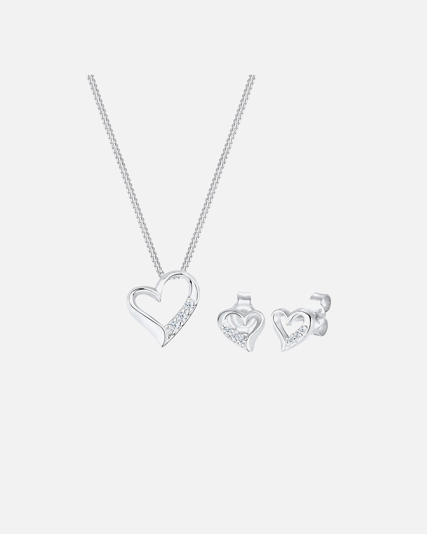 Schmuckset für Weiblich Elli DIAMONDS Herz Liebe Diamant (0.075 ct.) 925 Silber silberfarben