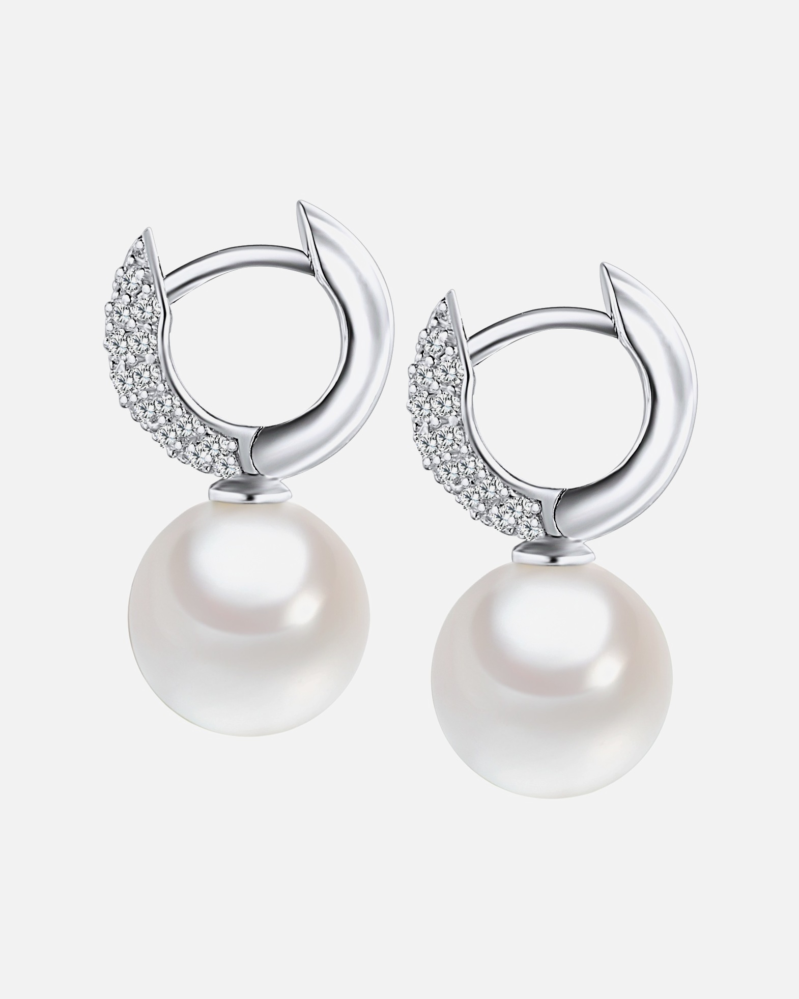 Ohrringe für Weiblich Rafaela Donata Ohrhänger Sterling Silber Zirkonia Muschelkernperle in Silber 22,4 mm
