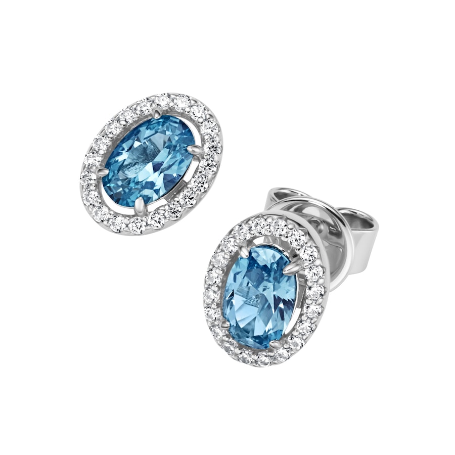 Giorgio Martello Milano Ohrstecker Ziersteine, Zirkonia weiß, Silber 925 Blau