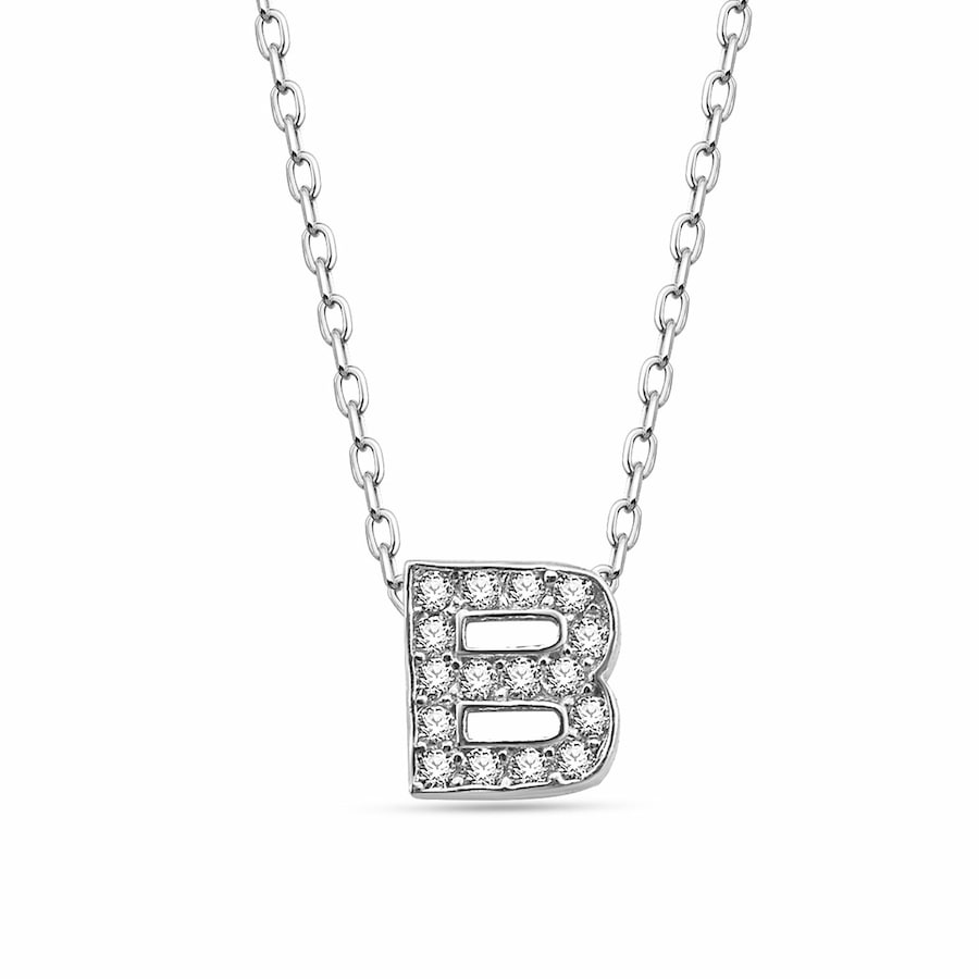 dKeniz Anhänger mit Kette 925/- Sterling Silber Zirkonia bunt 40cm+3cm Weiss Damen