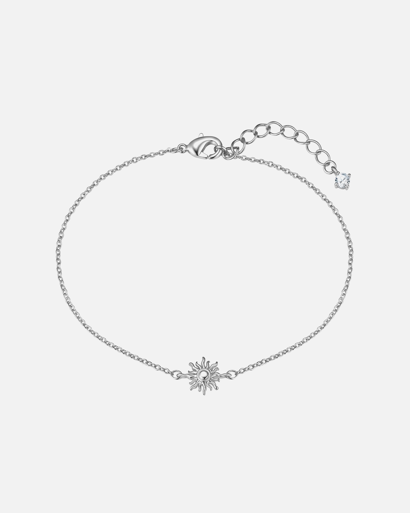 Armband für Weiblich Lulu & Jane Armband Sonne aus Messing in silber mit Zirkonia 17,0 cm Basislänge + 3,0 cm Verlängerung