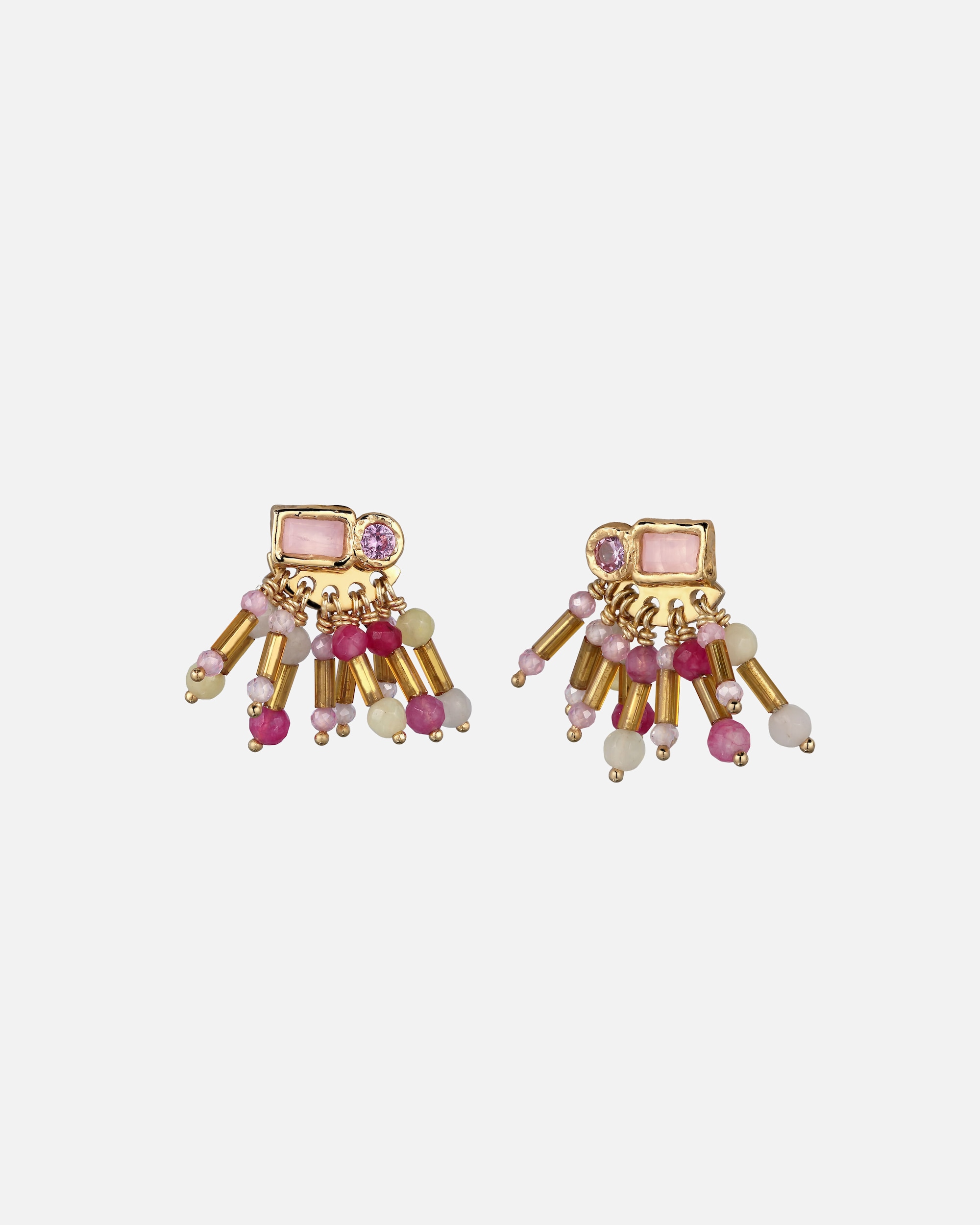 Ohrringe für Weiblich Haze & Glory Default Brand Line Ohrstecker Kreis Quarz Synthetischer Saphir Rosa 925 Sterling Silber Gold-plated OneSize