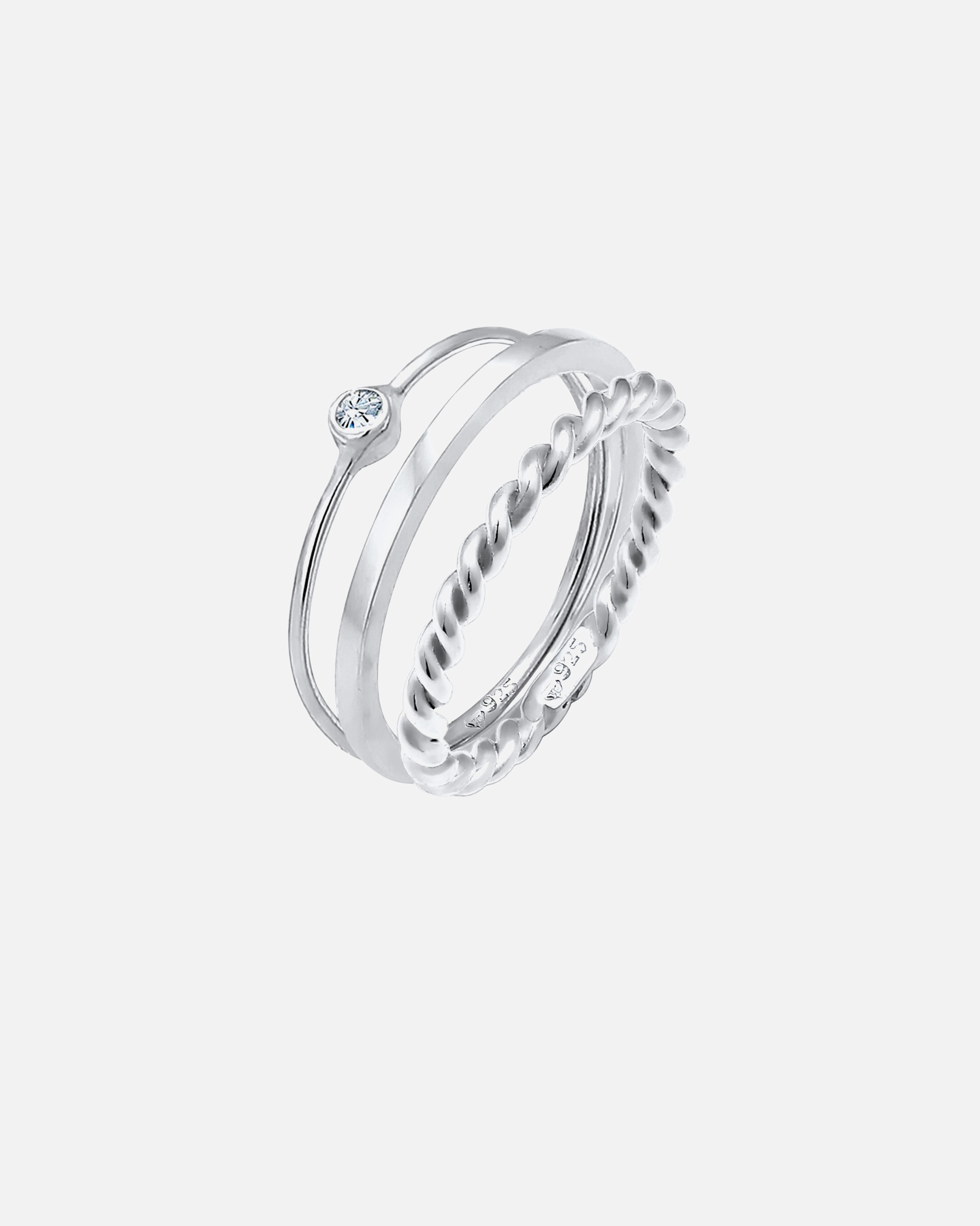 Ring für Weiblich Elli Ringset Solitär 925 Silber, mit Kristallen von Swarovski® 52