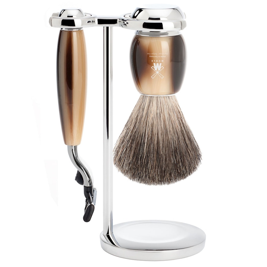 Mühle VIVO 3-tlg. Rasierset Gillette Mach3 Griffe Edelharz hornbraun Herren
