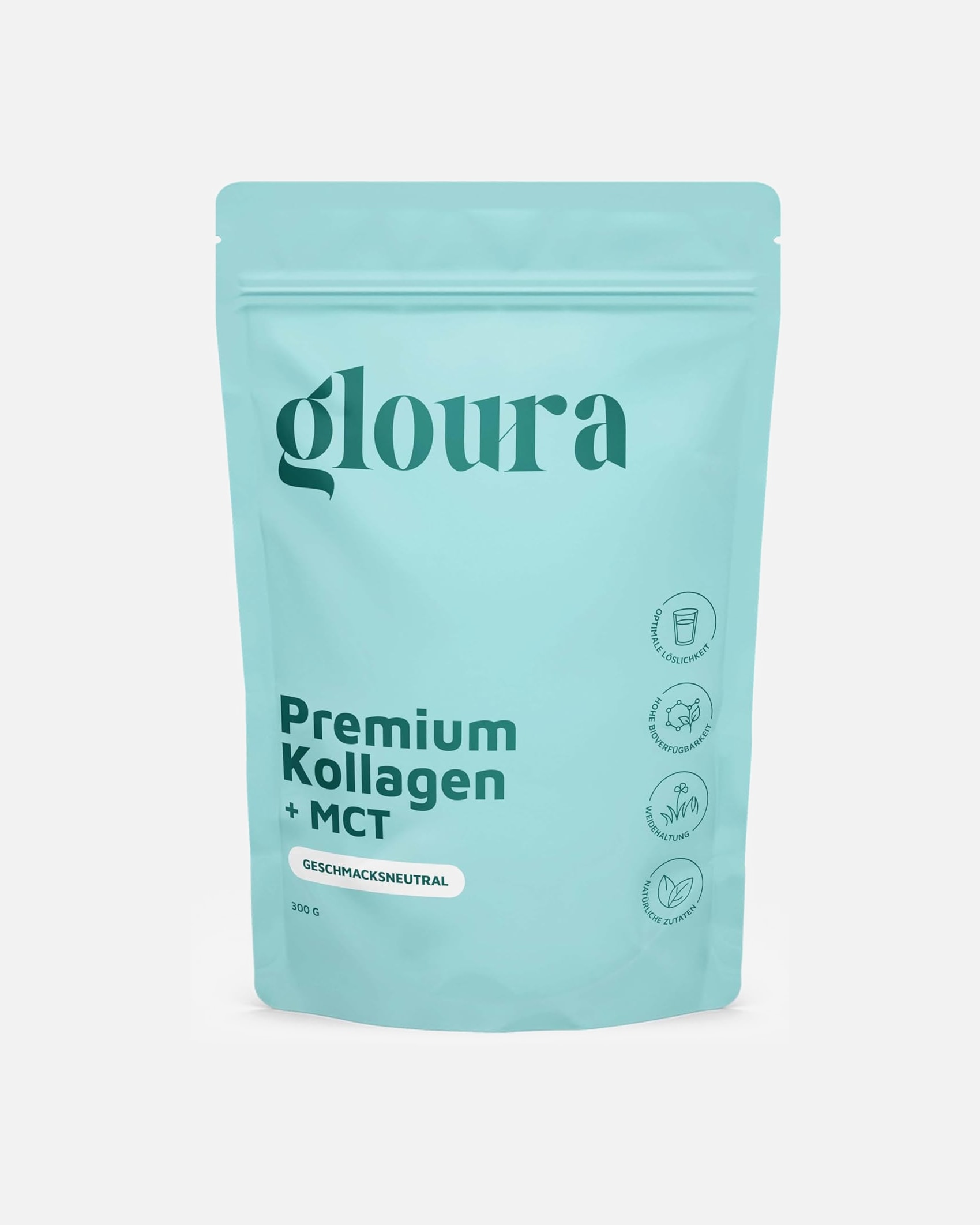 Nahrungsergänzungsmittel für Unisex Gloura Default Brand Line Premium Kollagen Pulver mit MCT– Hydrolysat Typ I & III für Haut, Haare & Nägel Kollagen + MCT