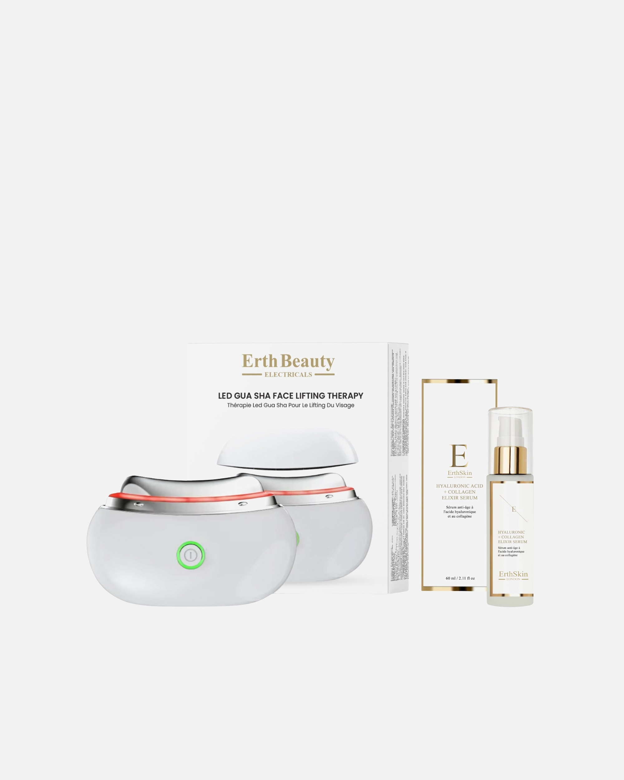 Gesichtsmassagegerät für Unisex ErthSkin London LED Gua Sha Duo Hyaluron Kollagen 1 Stück