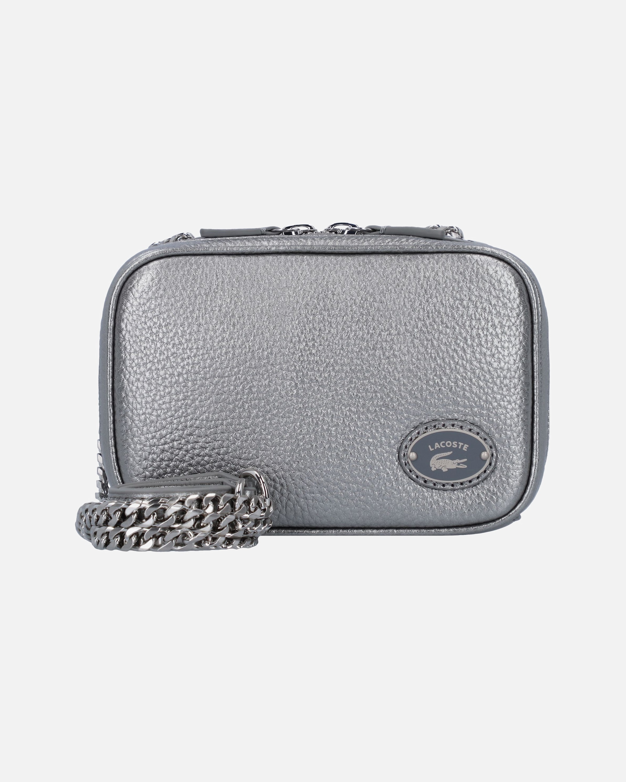 Tasche für Weiblich Lacoste Origin Croc Umhängetasche Leder 16 cm gunmetal